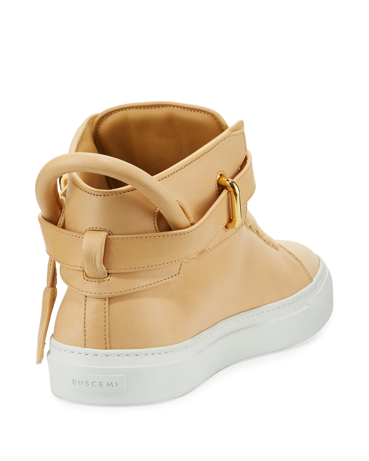 Men's 100mm Leather Mid-Top Sneaker, Natural