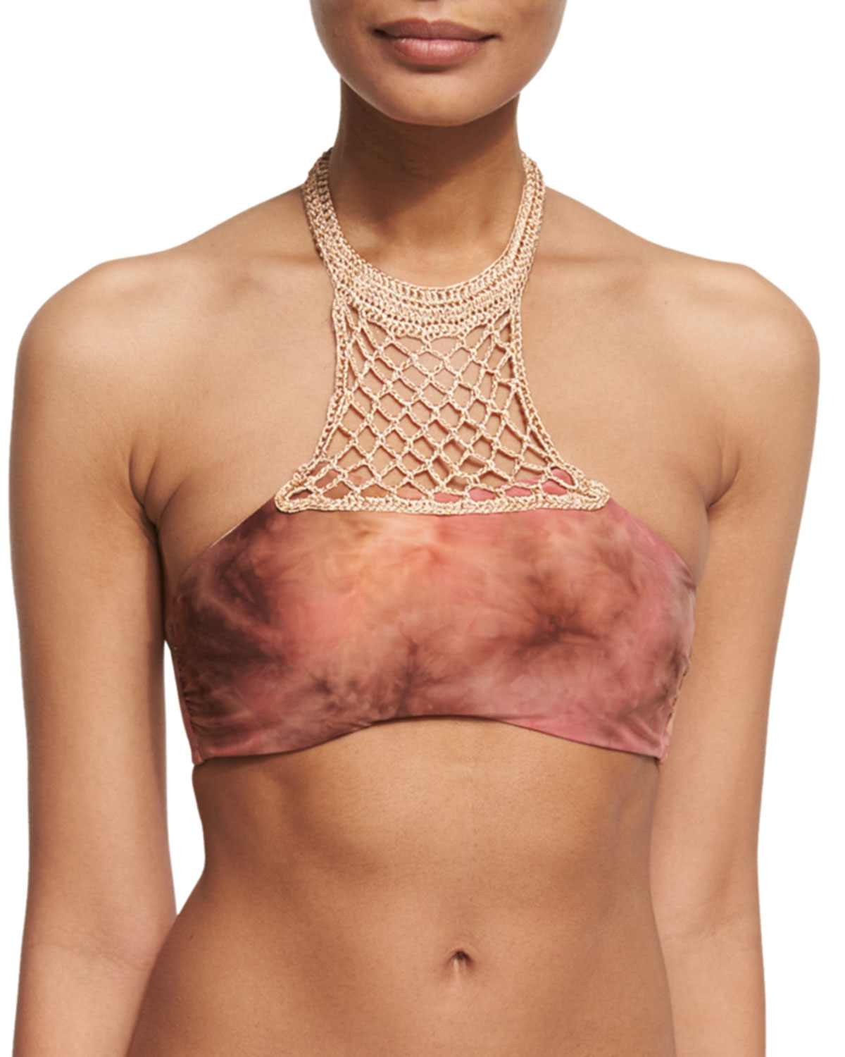 Mother Earth Crocheted High-Neck Halter Swim Top