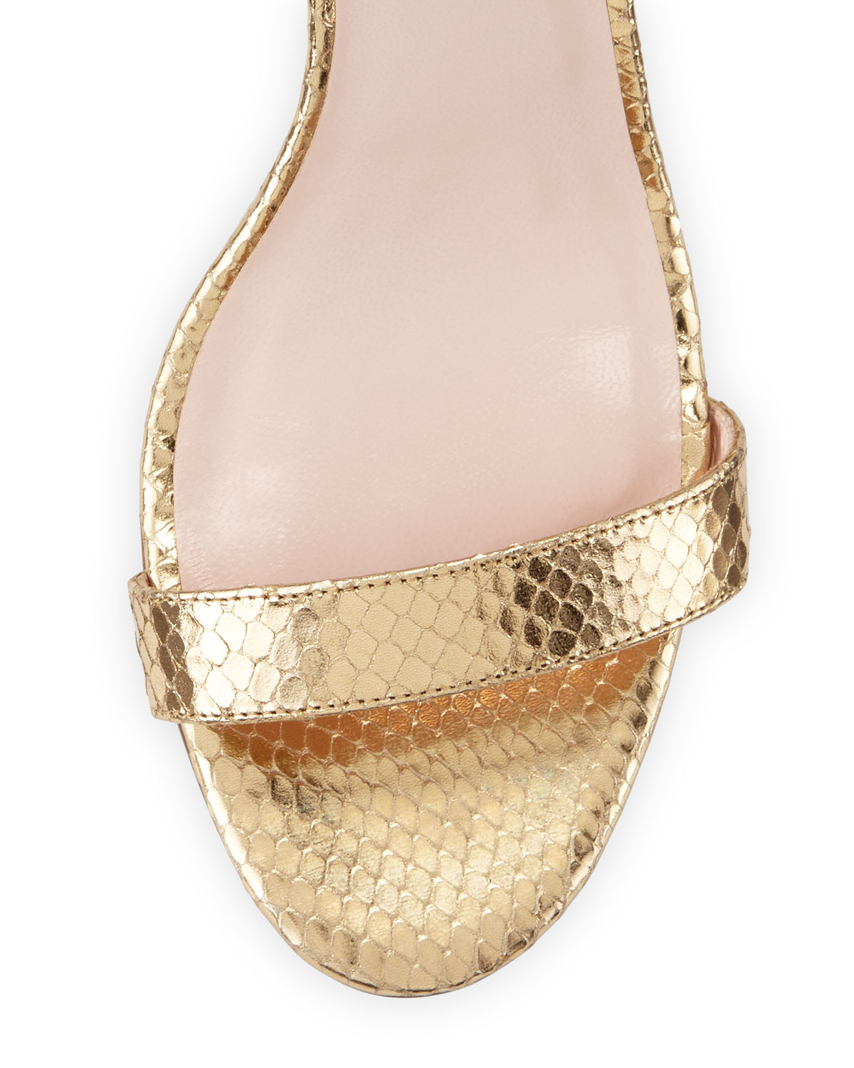 ronia naked wedge sandal, gold metallic python