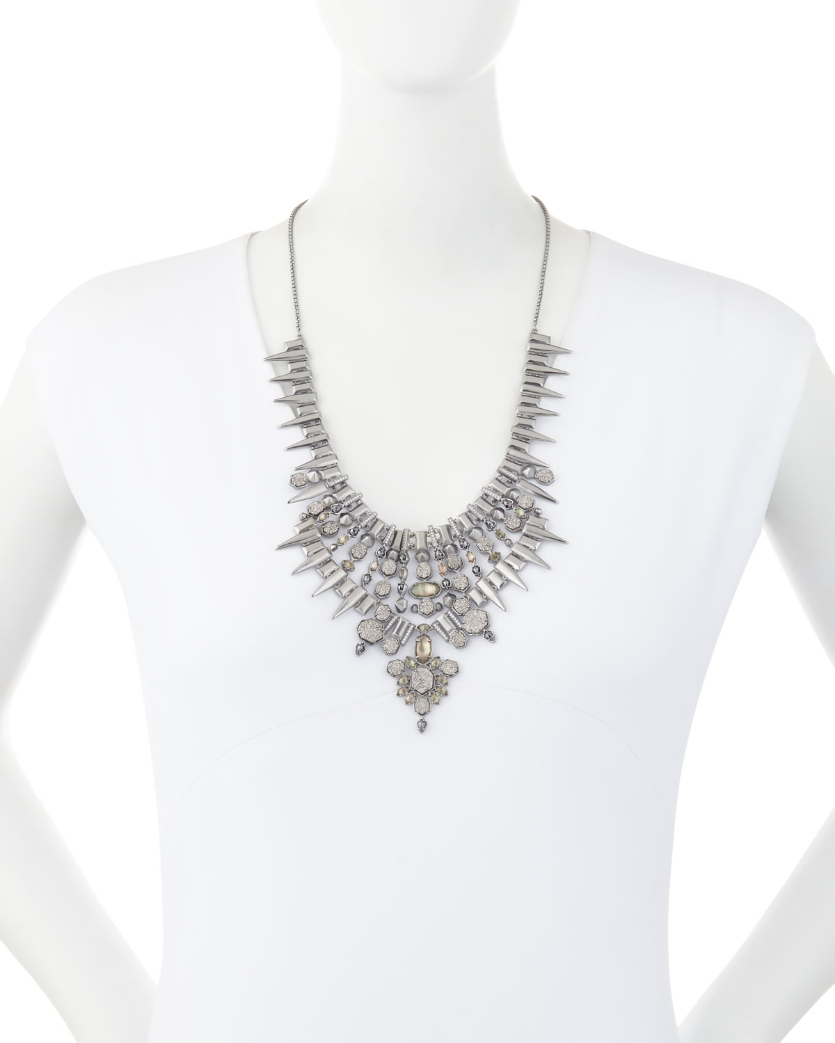 Seraphina Crystal Bib Necklace, Black