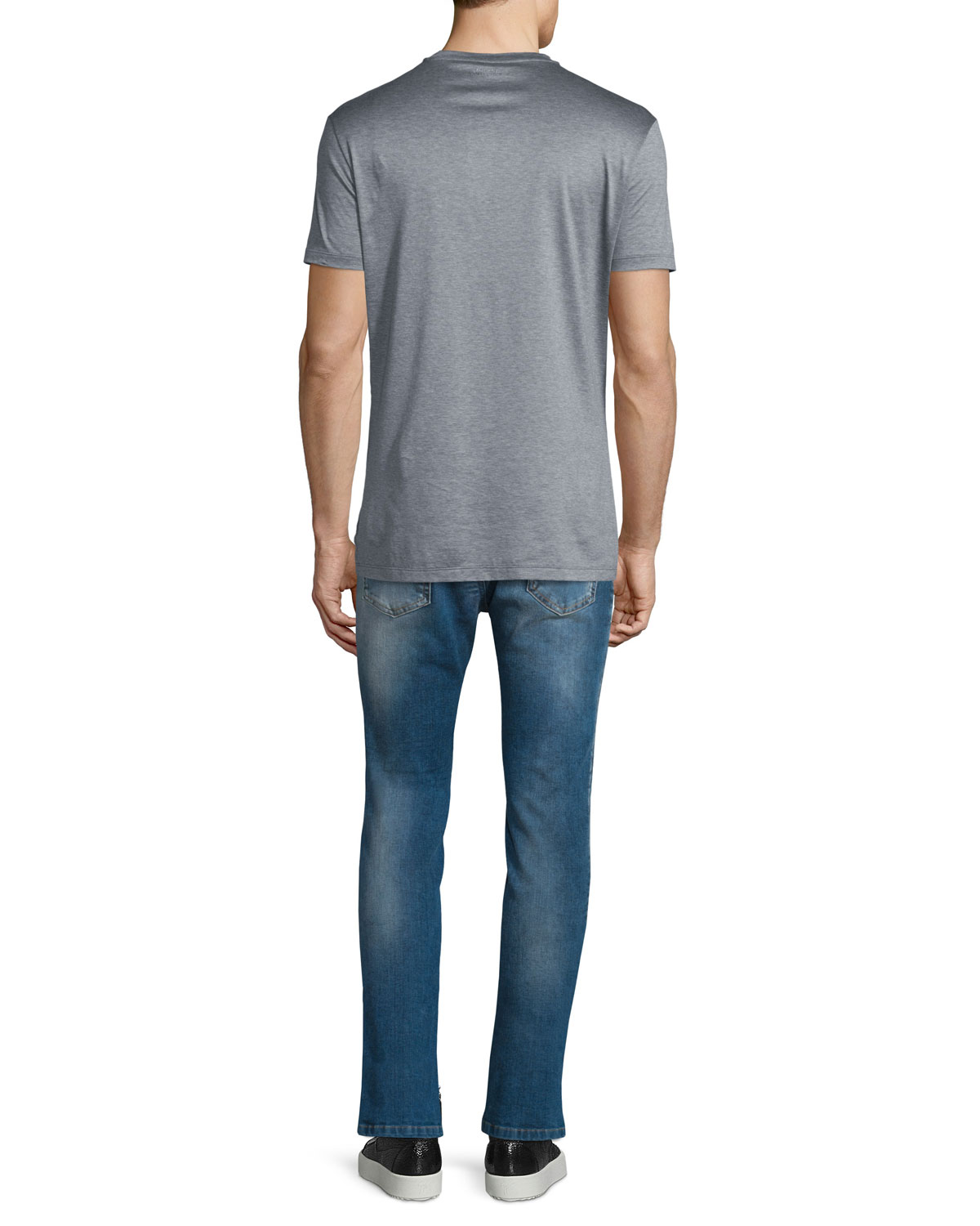 Flocked Medusa Head Graphic Short-Sleeve T-Shirt, Gray