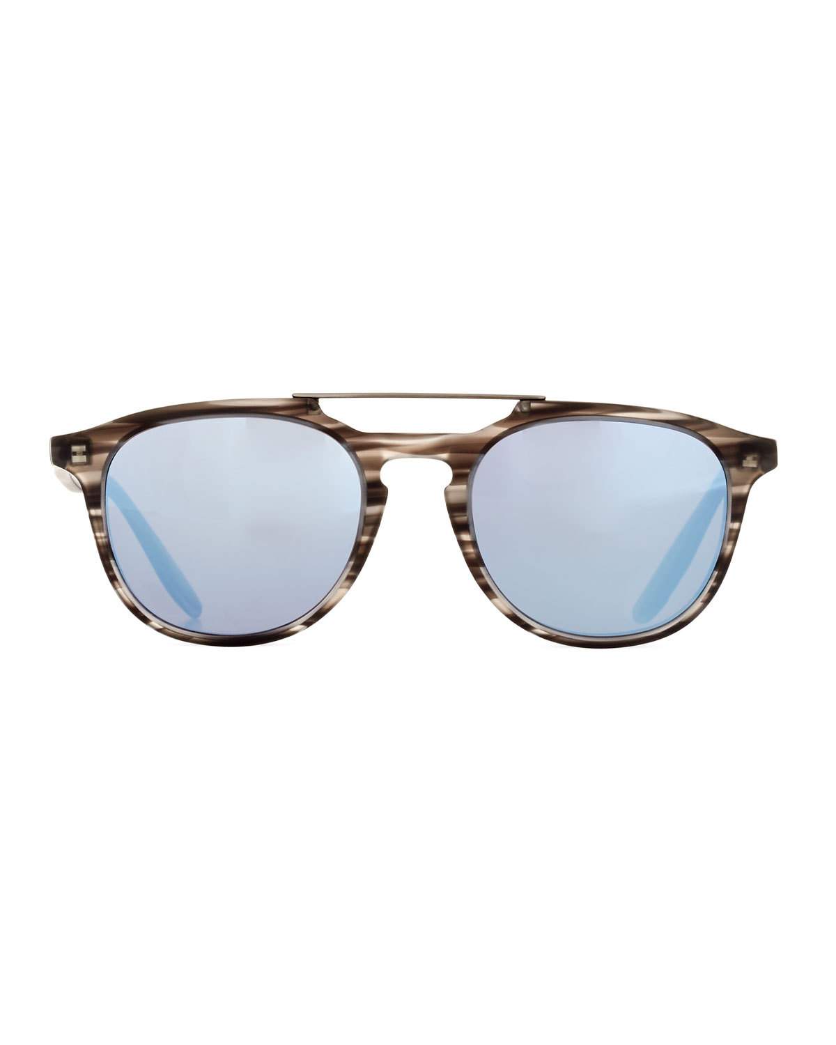 Men's Rainey Rectangular Top-Bar Sunglasses, Gray/Blue