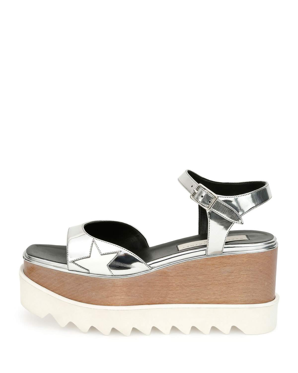 Star Wooden-Platform Sandal, Indium/White