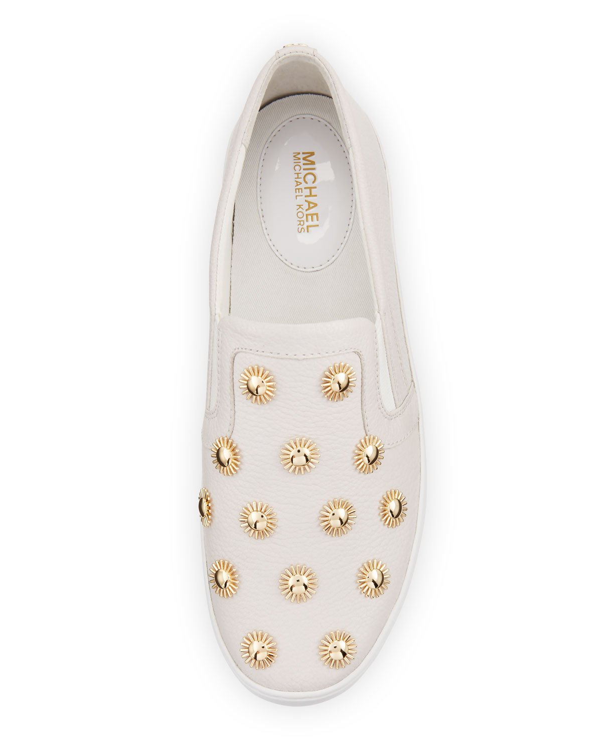 Leo Embellished Leather Slip-On Sneaker, Optic White