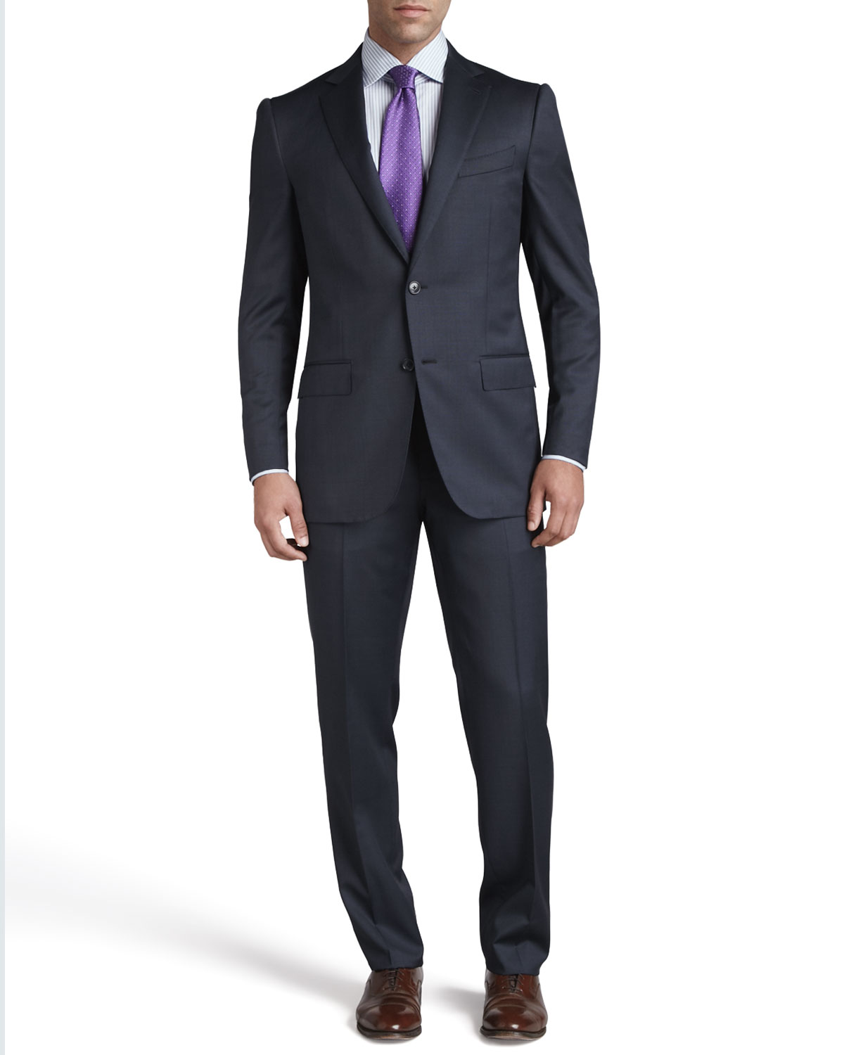 Tic Woven Two-Button Suit, Navy