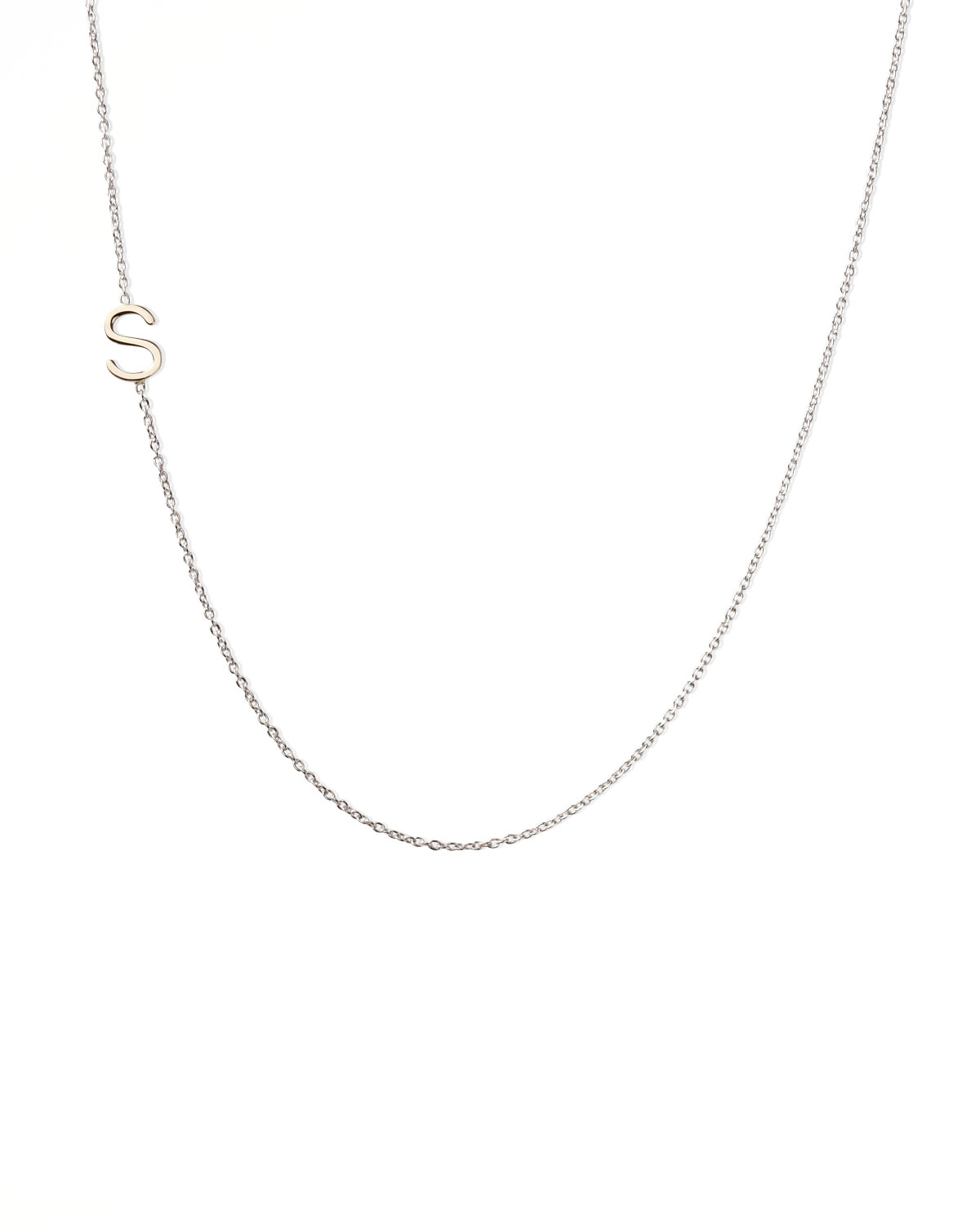 14k White Gold Mini Letter Necklace