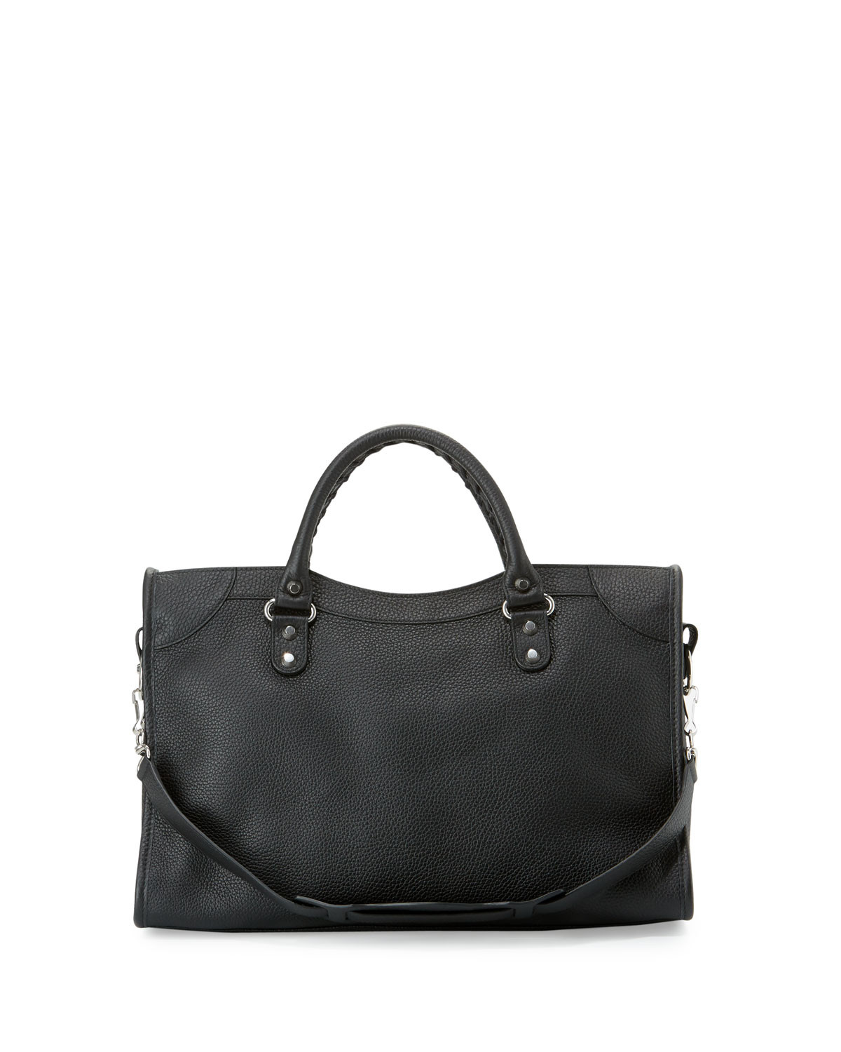 Classic City Calfskin Shoulder Bag, Black