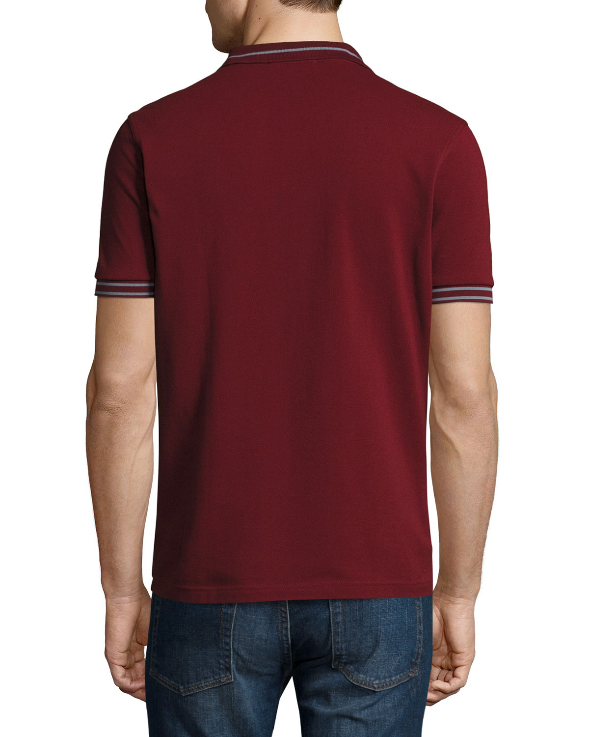 Tramline Tipped Piqué Polo Shirt, Rosewood