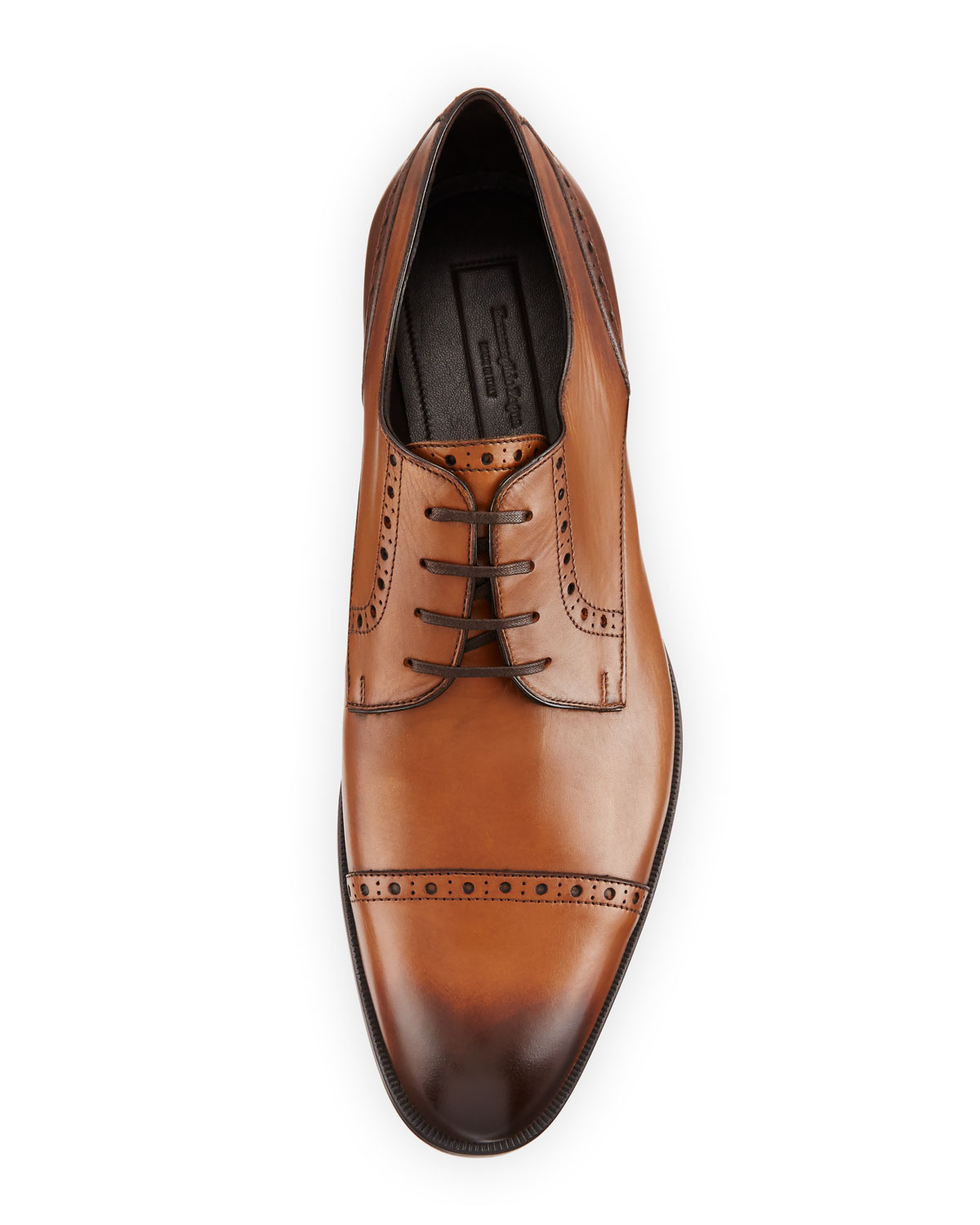 Leather Cap-Toe Derby Shoe, Brown