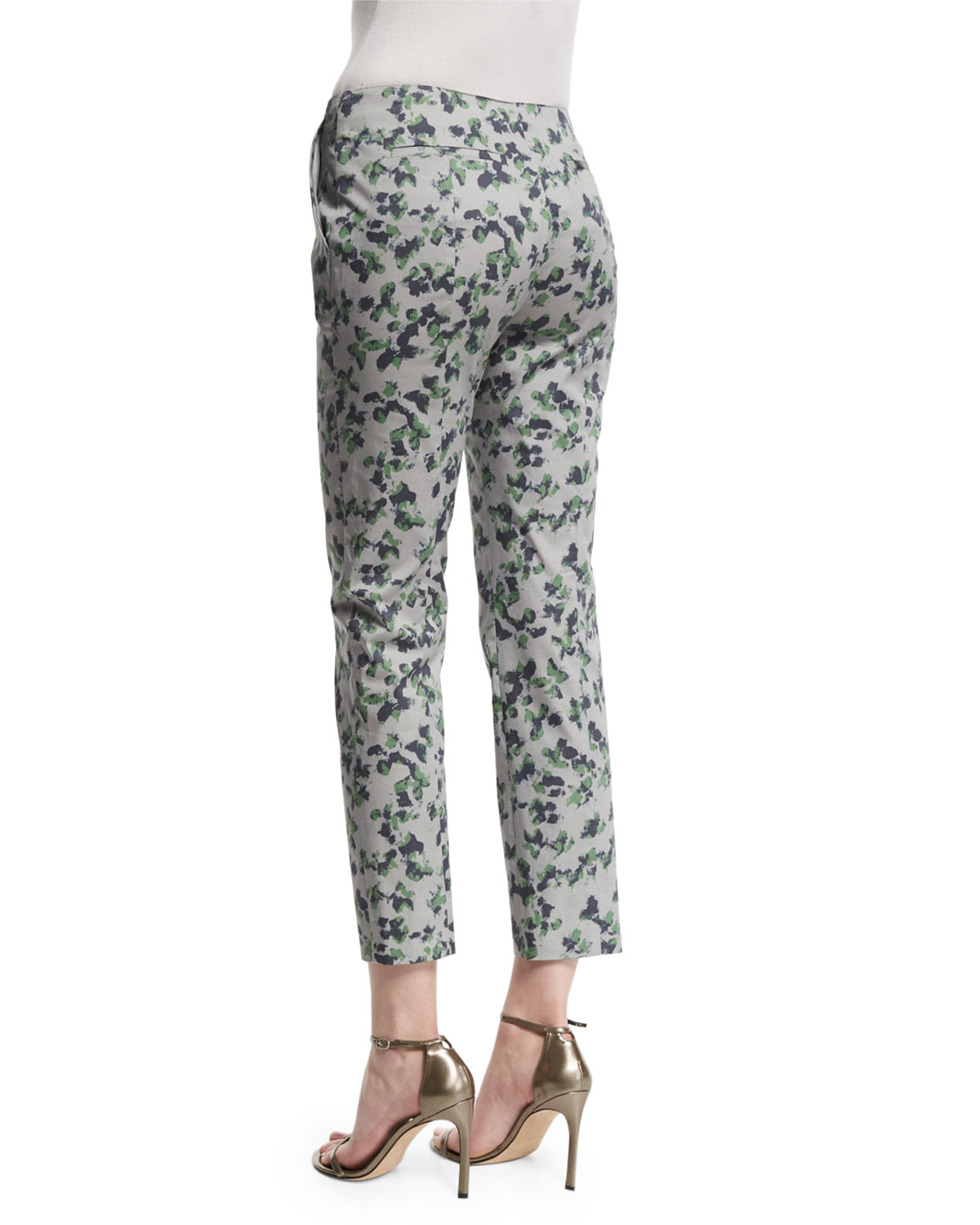 Mid-Rise Printed Capri Pants, Green/Multi