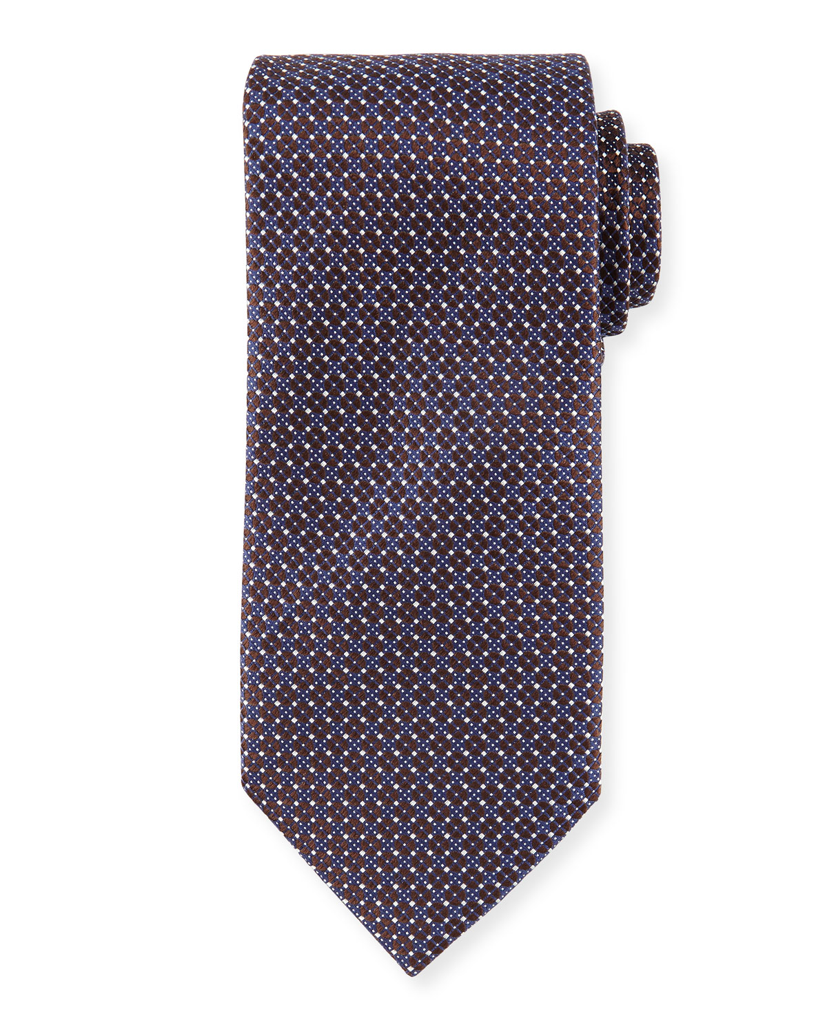 Neat Micro Geo-Print Silk Tie