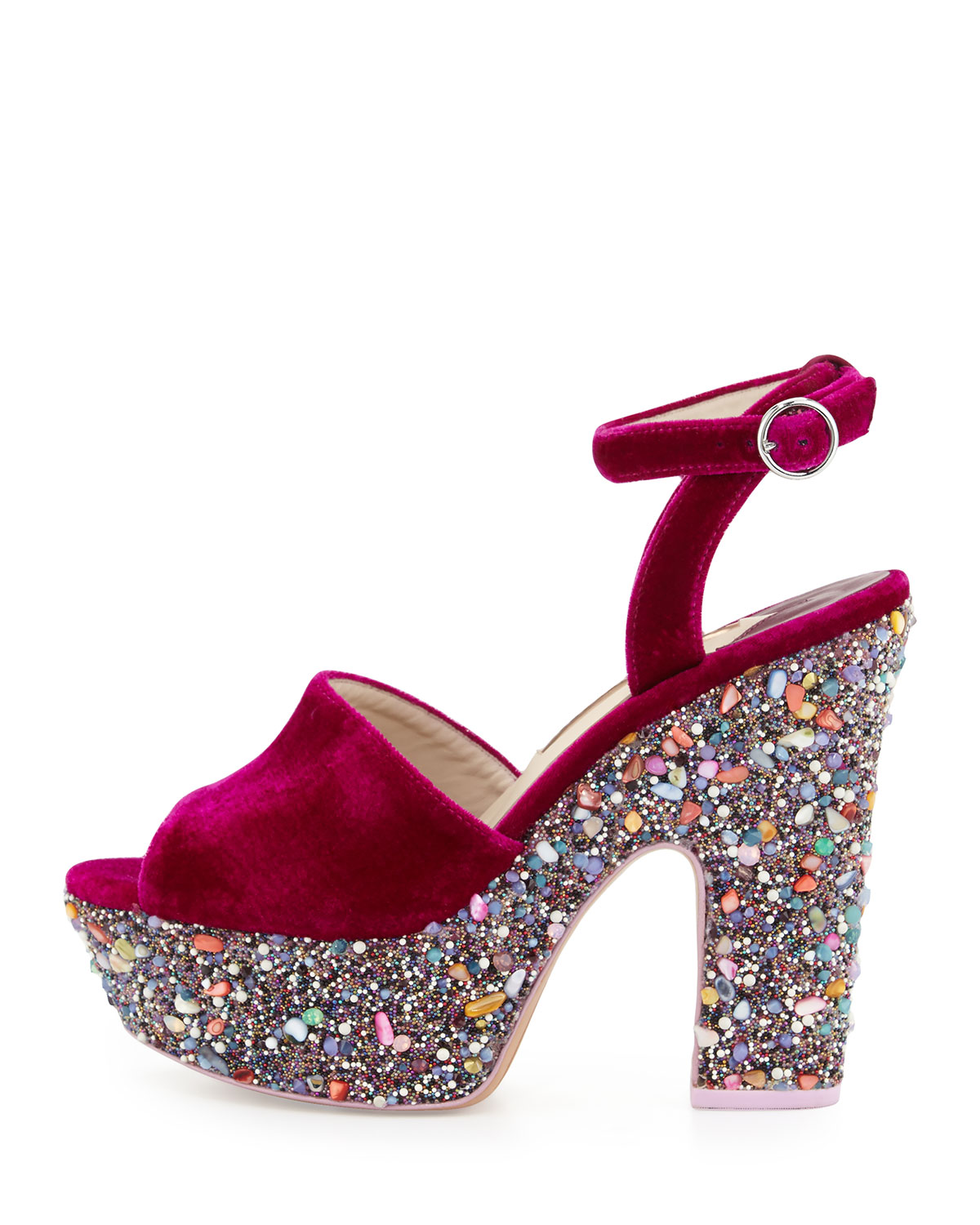Pip Velvet Platform Sandal, Winter Cherry
