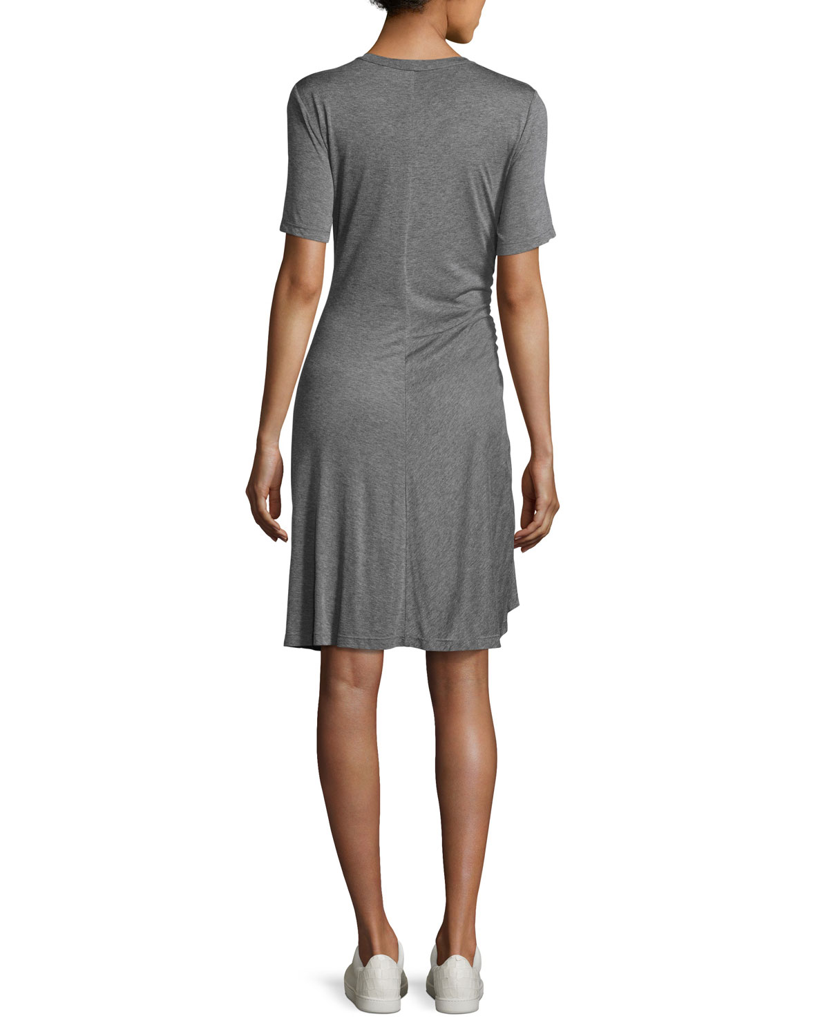 Short-Sleeve Ruched Jersey Dress