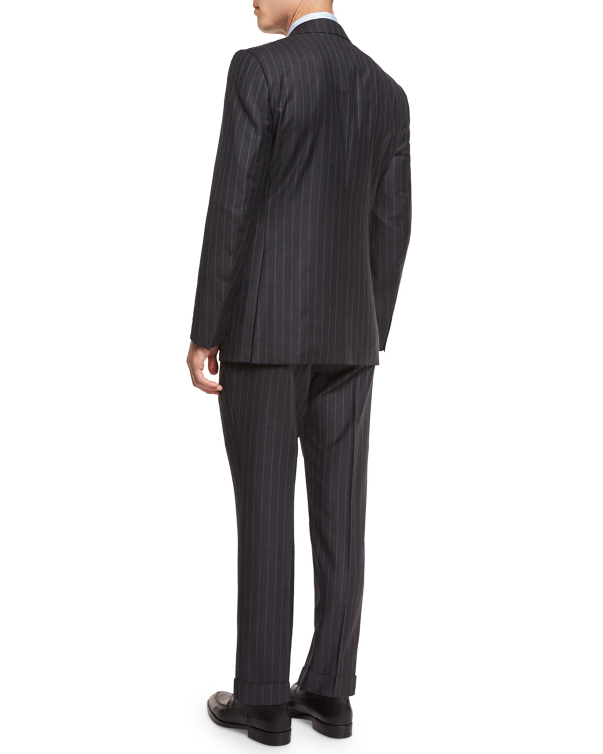 Chalk-Striped Two-Piece Suit, Gray