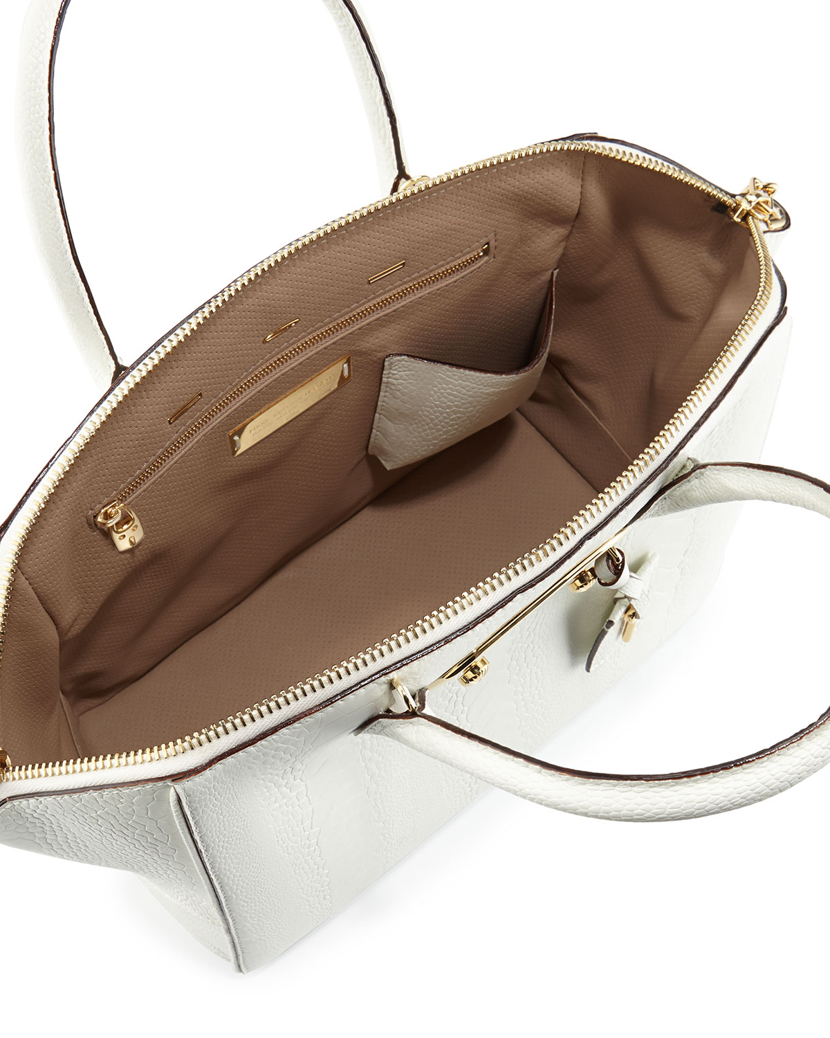 Brera32 Ostrich Satchel Bag, White