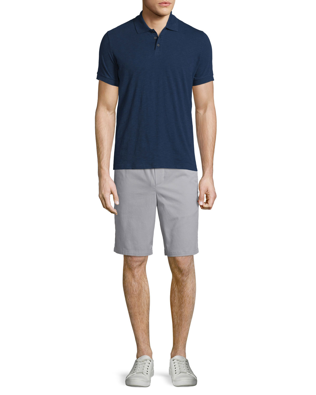 Solid Short-Sleeve Polo Shirt, Indigo