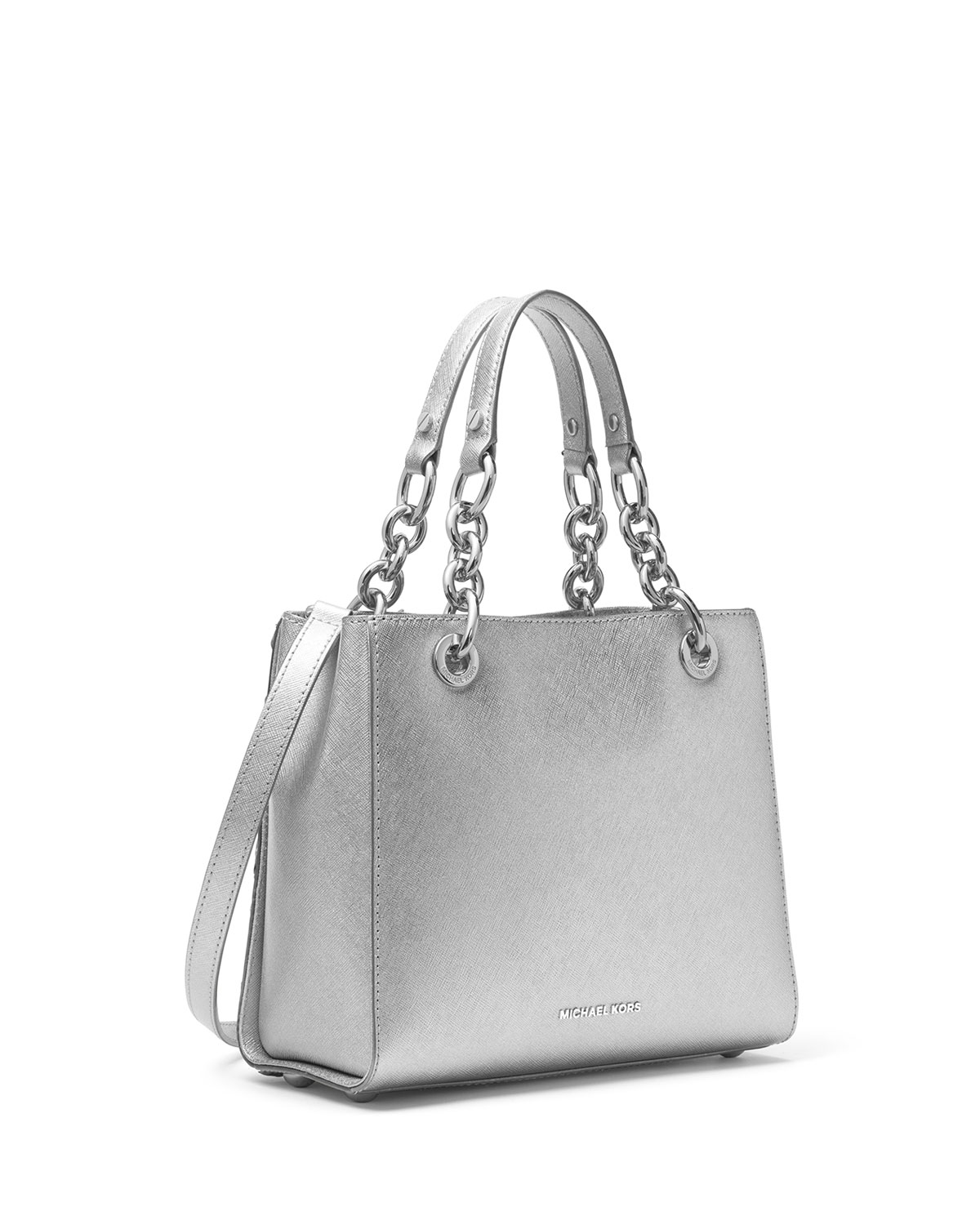 Floral Burst Small Satchel Bag, Silver