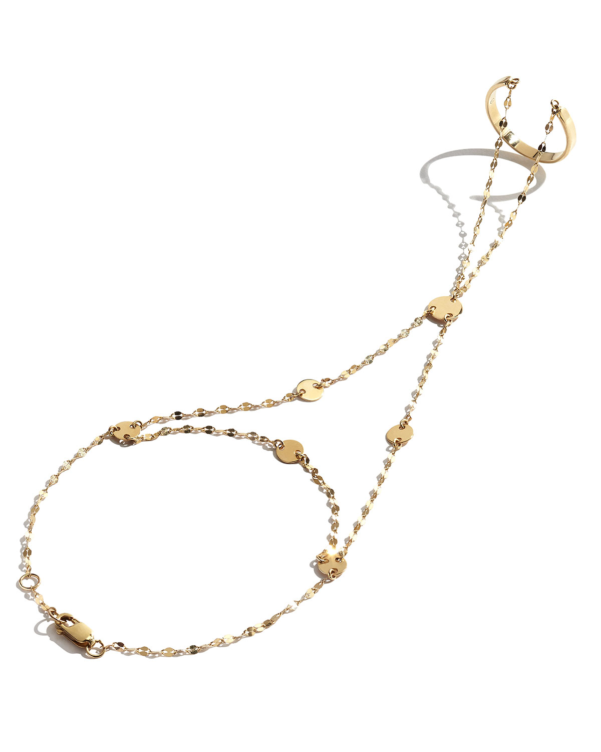 14-Karat Yellow Gold Disc Lariat Hand Chain