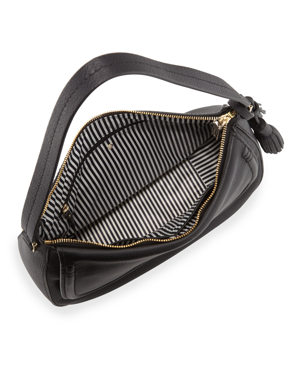 orchard st. treana leather shoulder bag, black/cream