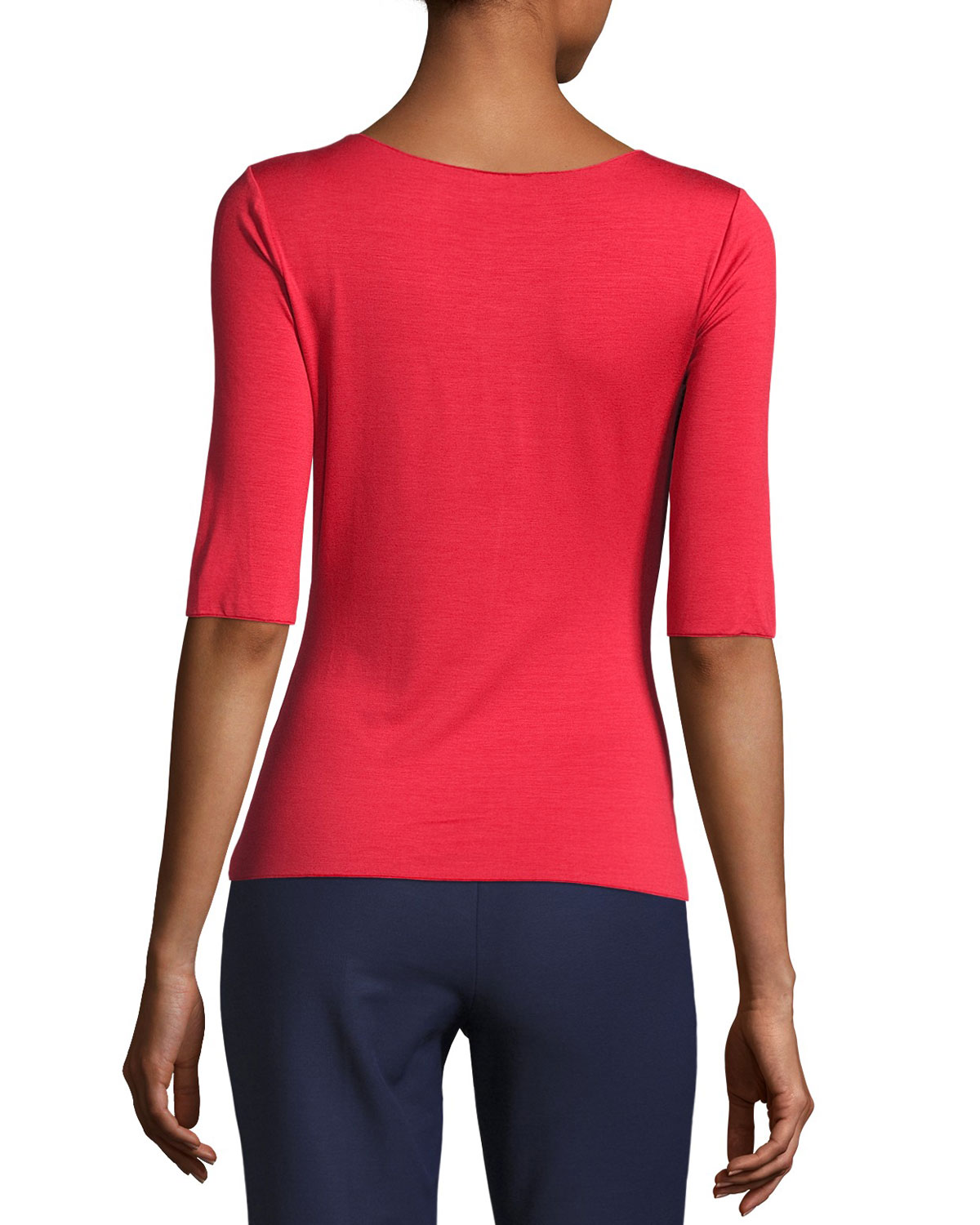 Scoop-Neck Half-Sleeve Tee, Red