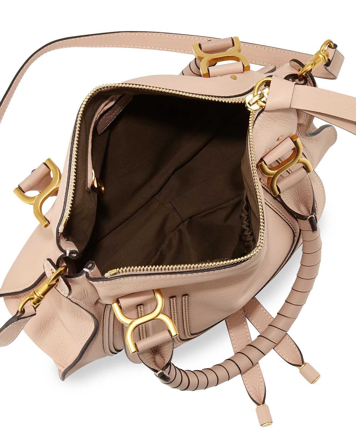 Marcie Medium Satchel Bag, Nude