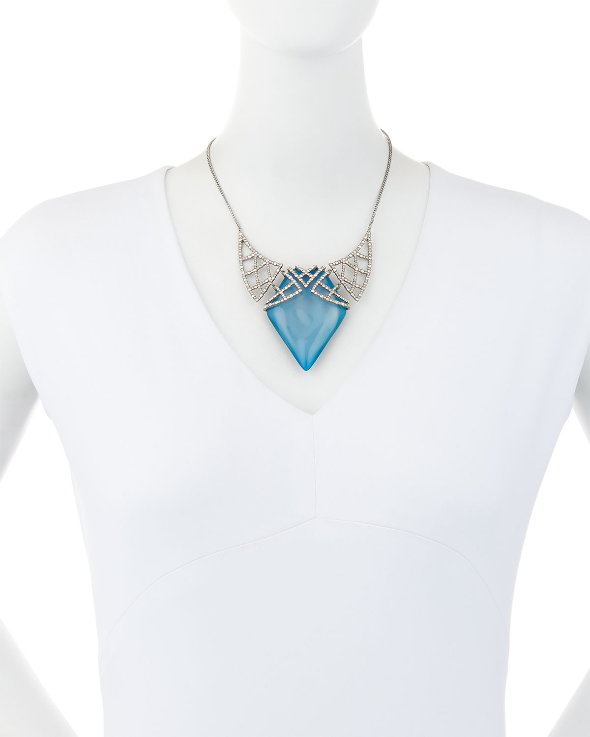 Crystal Encrusted Lattice Bib Necklace