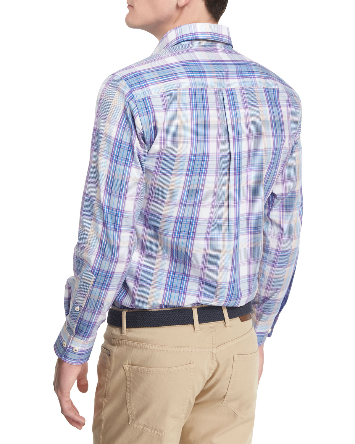 Plaid Long-Sleeve Sport Shirt, Purple