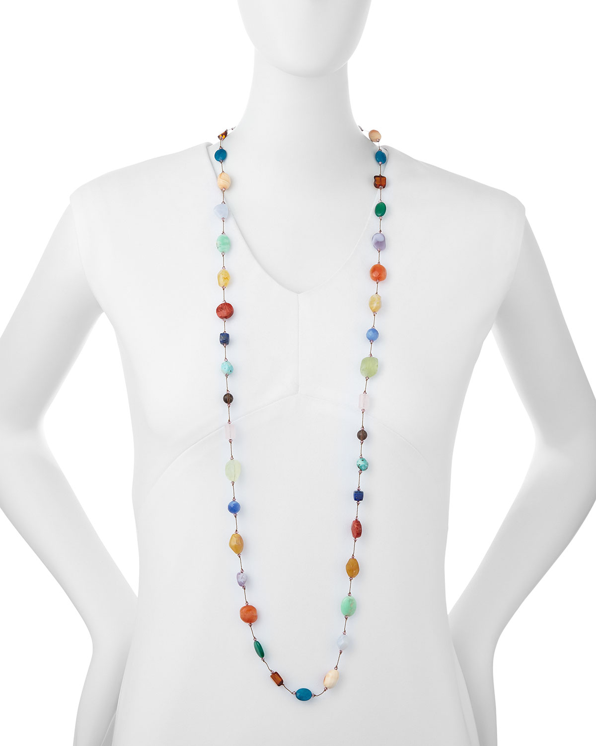 Carnival Multi-Stone Long Necklace, 53"L