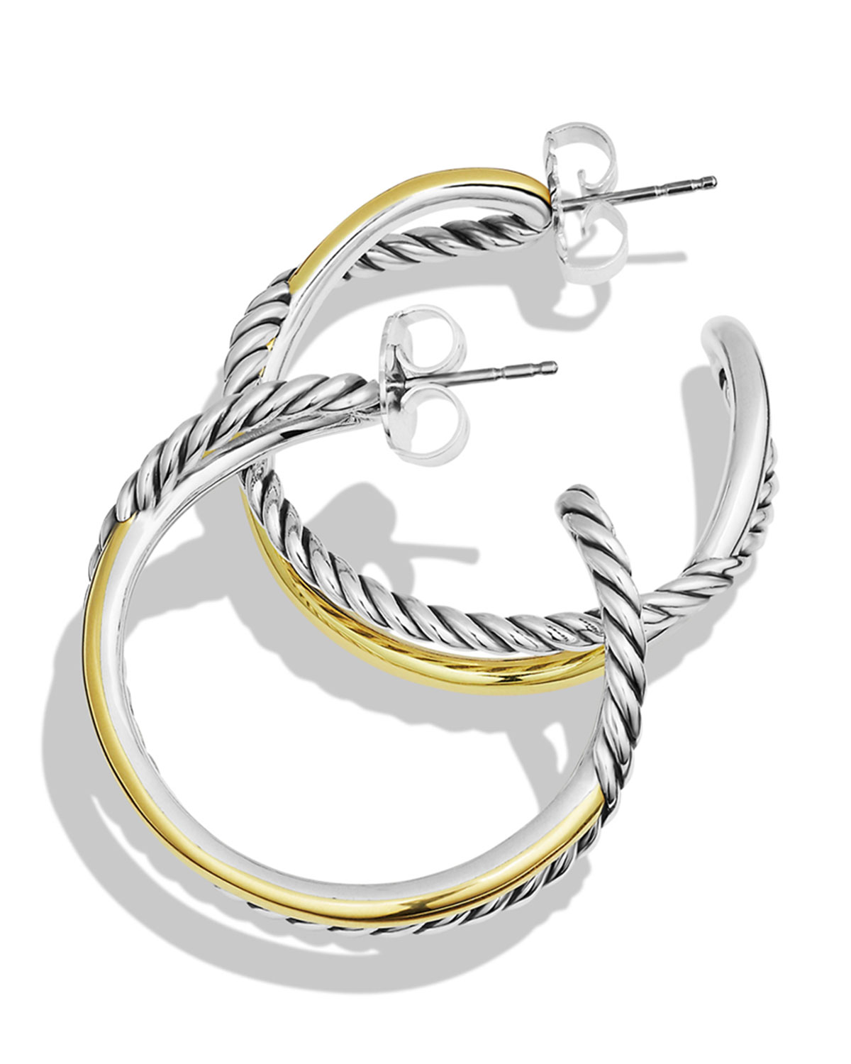 Crossover Hoop Earrings with Gold