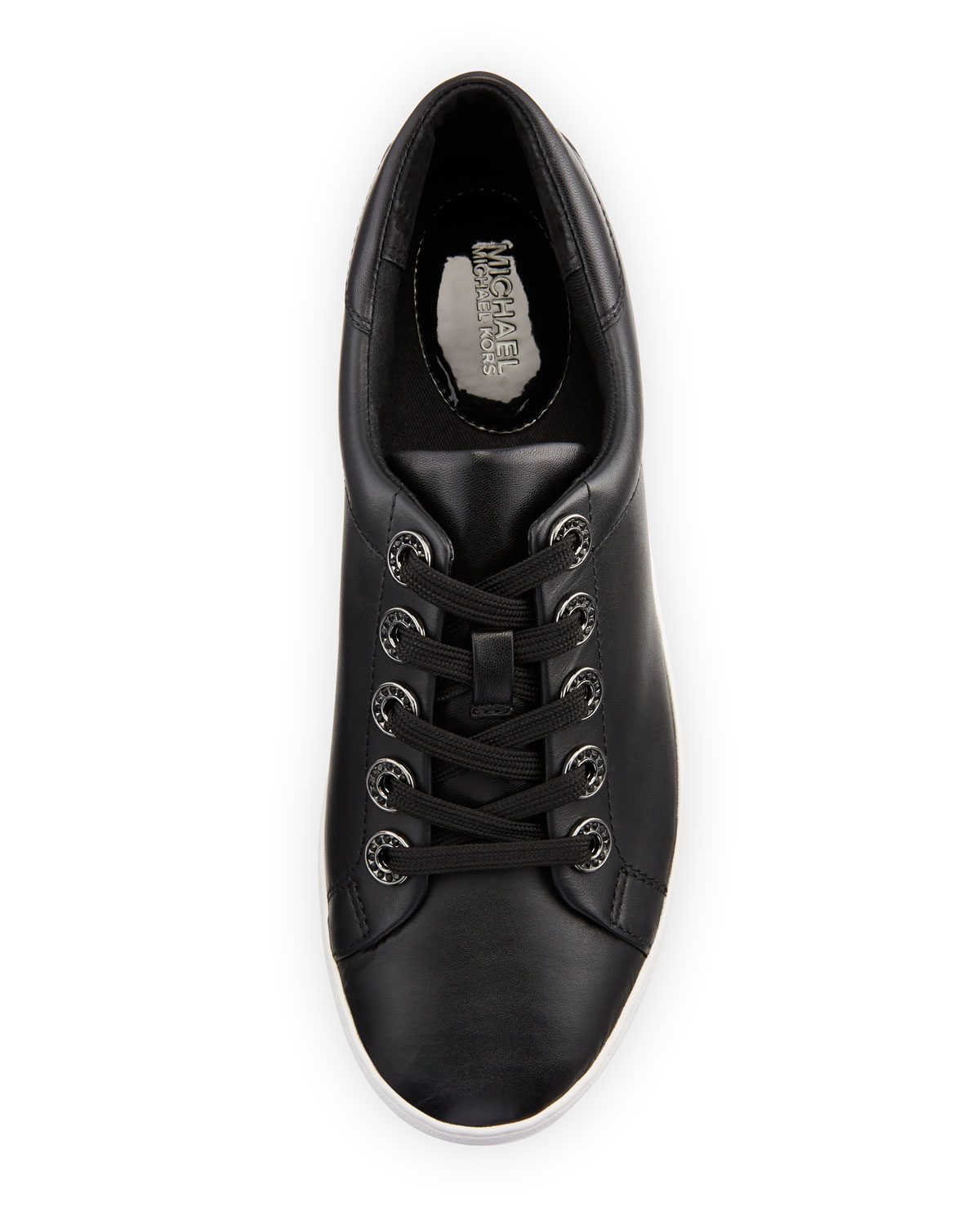 Halle Crystal Leather Sneaker, Black
