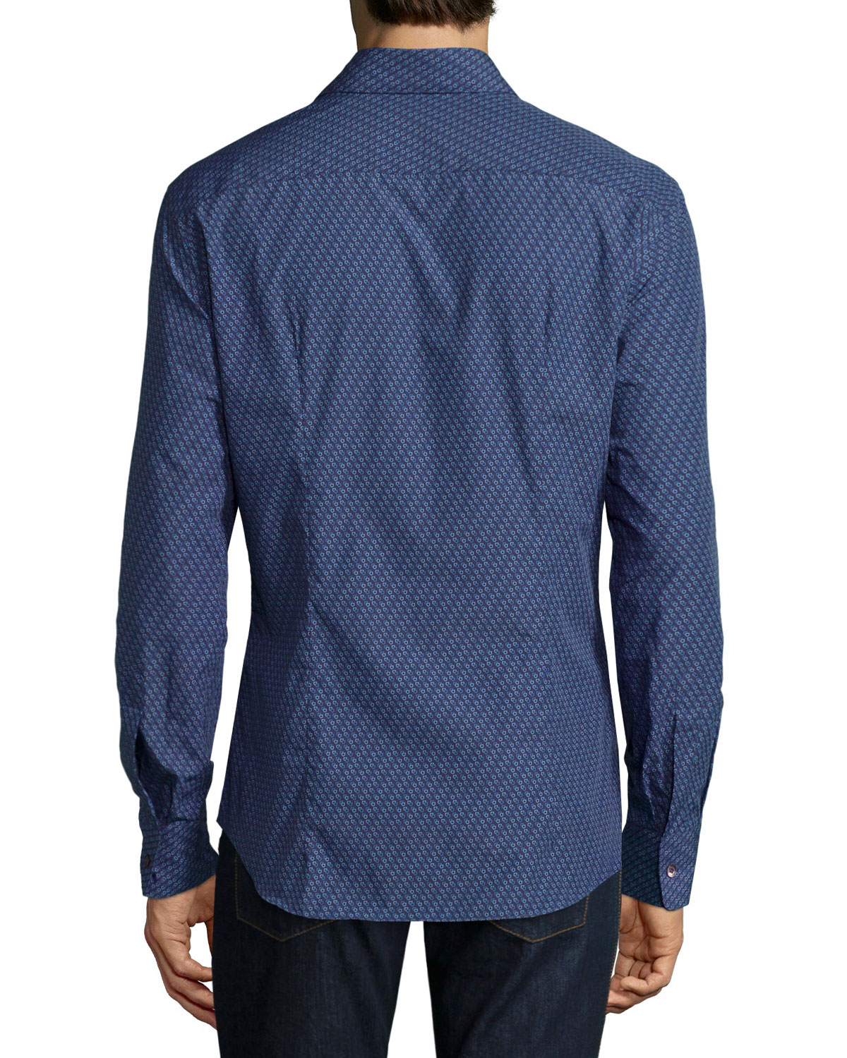 Gancio-Print Woven Sport Shirt, Navy