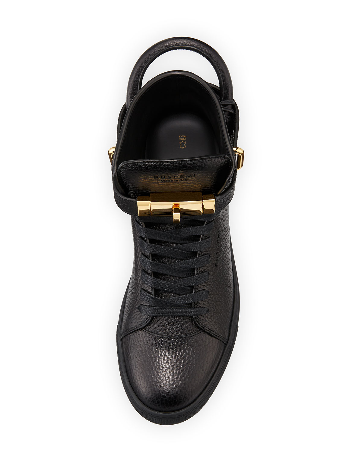 100mm High-Top Leather Sneaker with Padlock, Black
