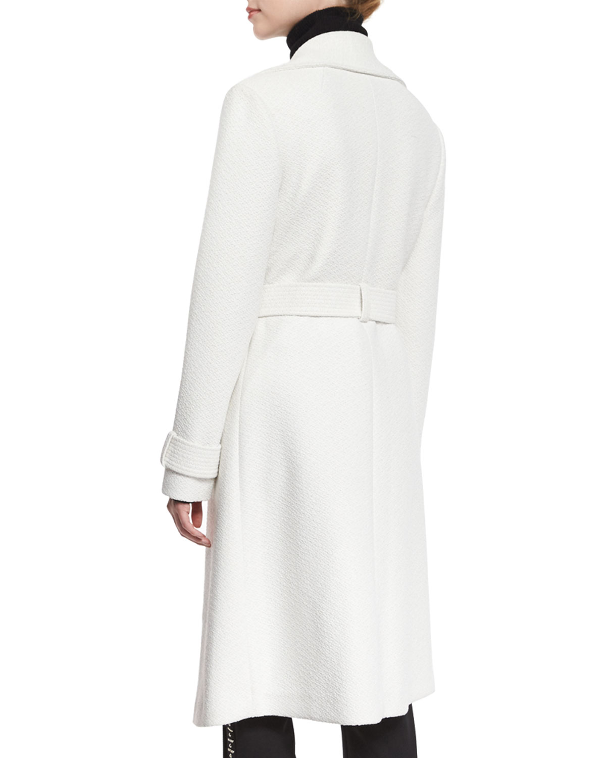 Richard Belted Textured Coat, White