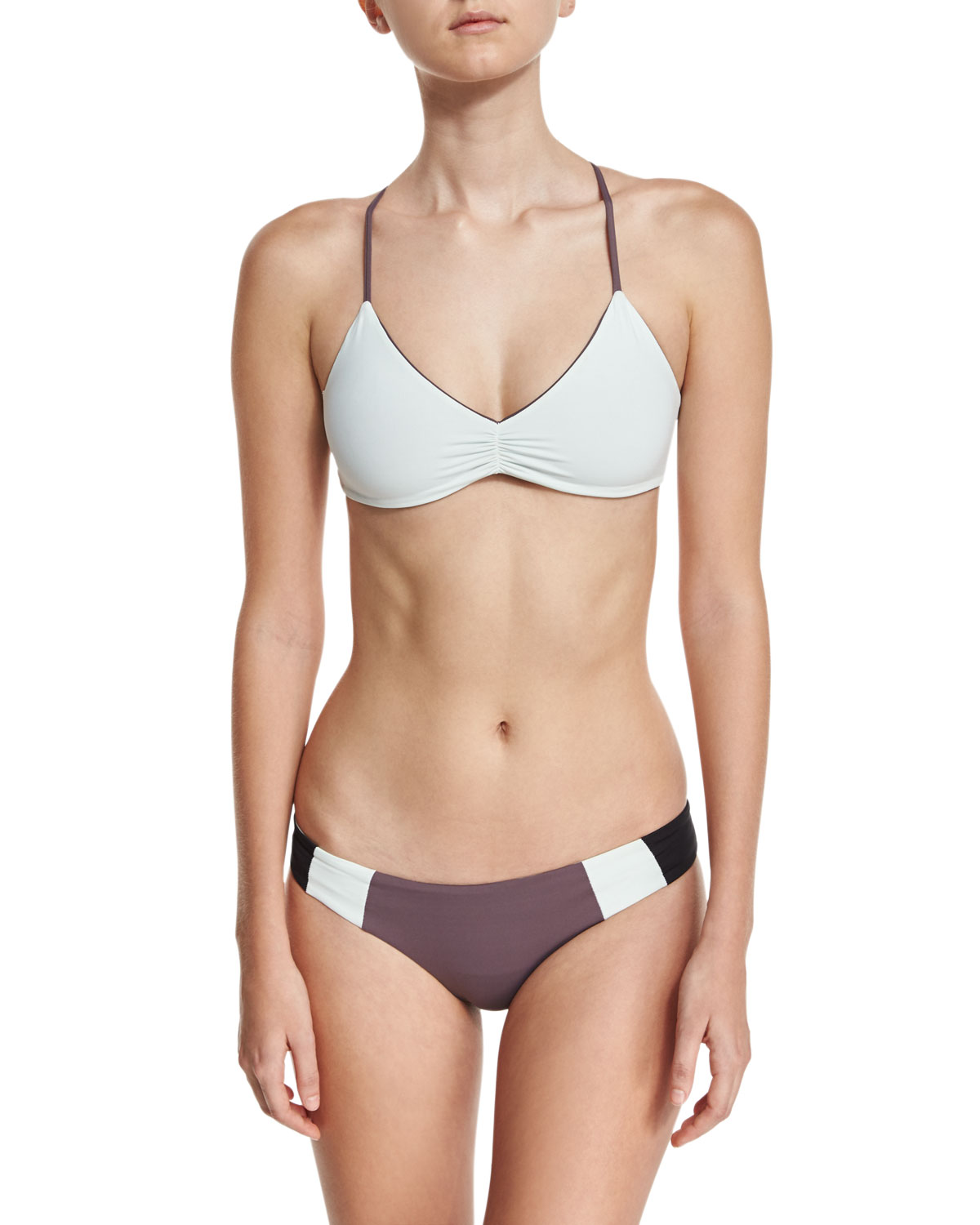 Wild One Reversible Colorblock Swim Top, Pebble