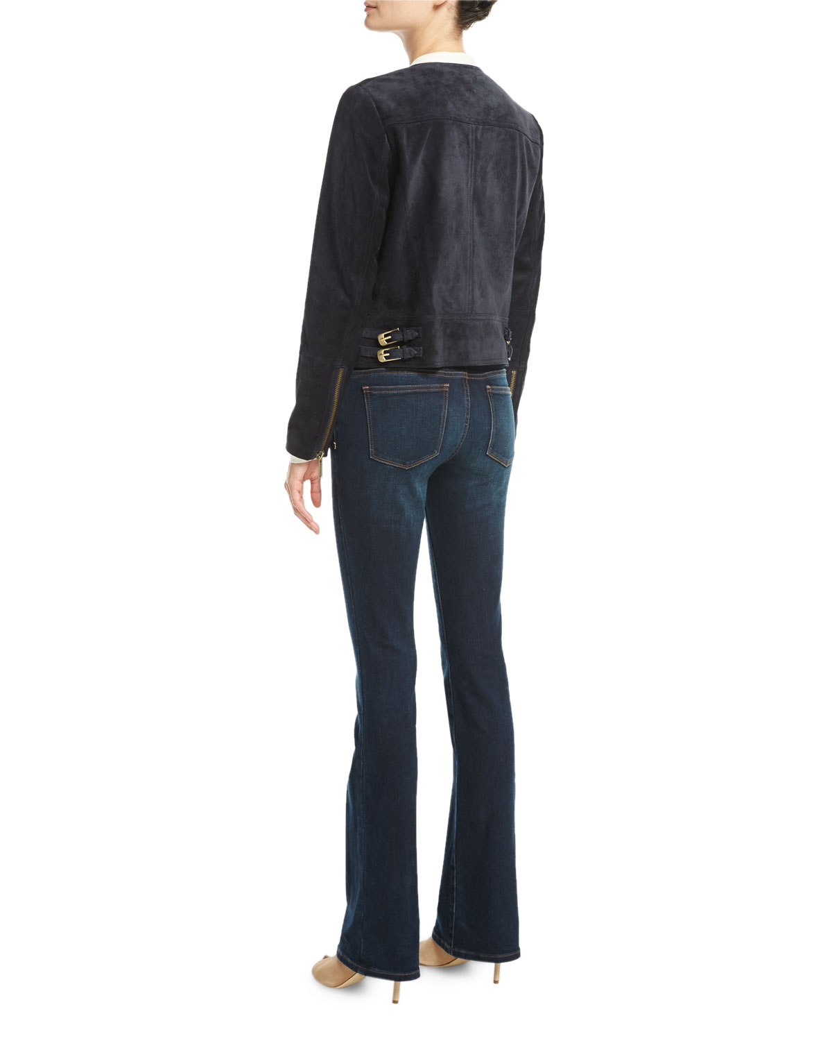 Suede Moto Jacket, New Navy