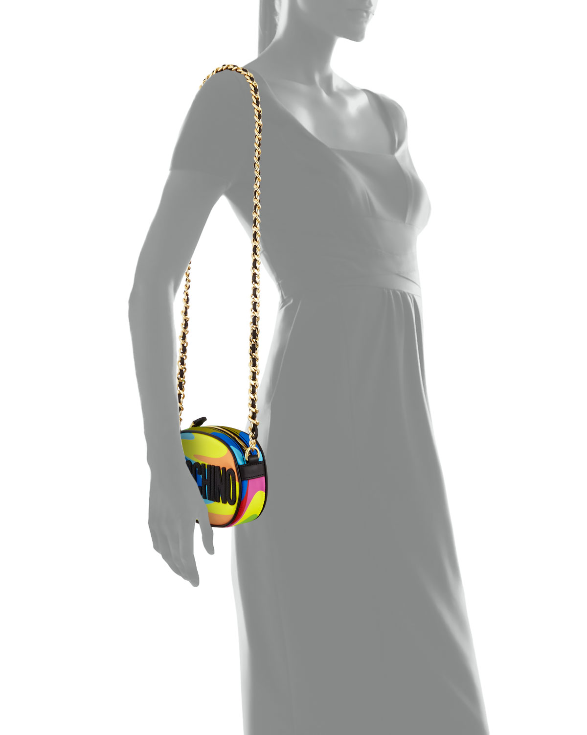 Oval Logo Chain Camera Bag, Multicolor