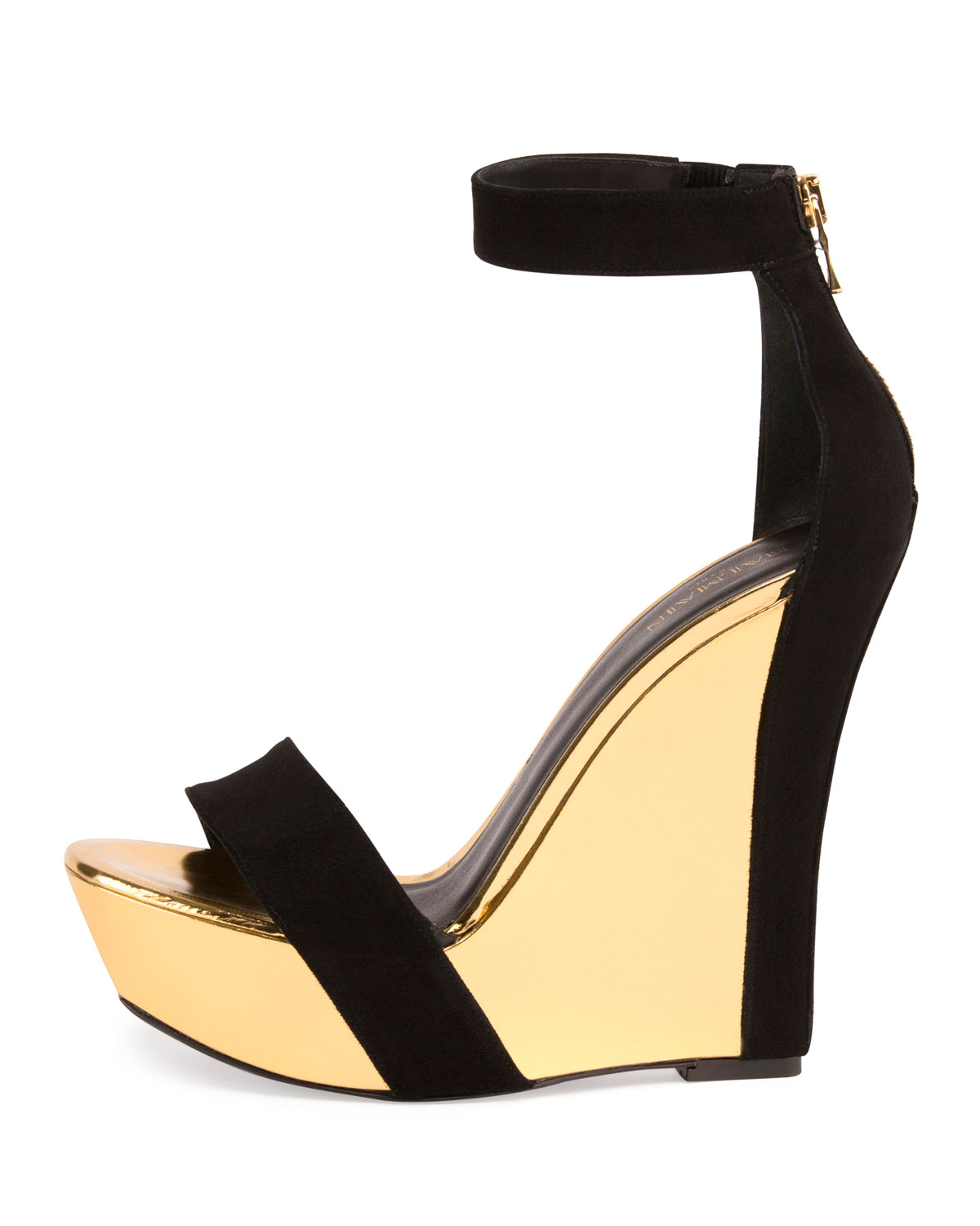 Samara Platform Wedge 175mm Sandal, Noir/Or