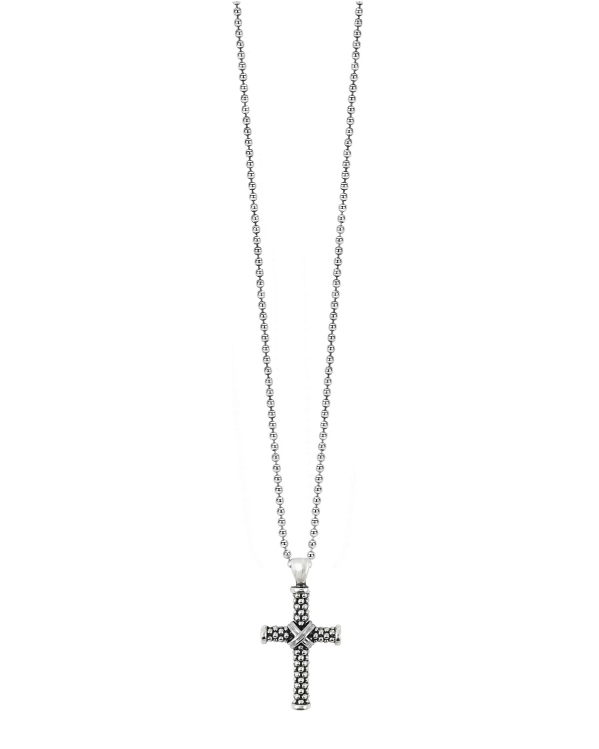 Signature Caviar Beaded Cross Pendant Necklace