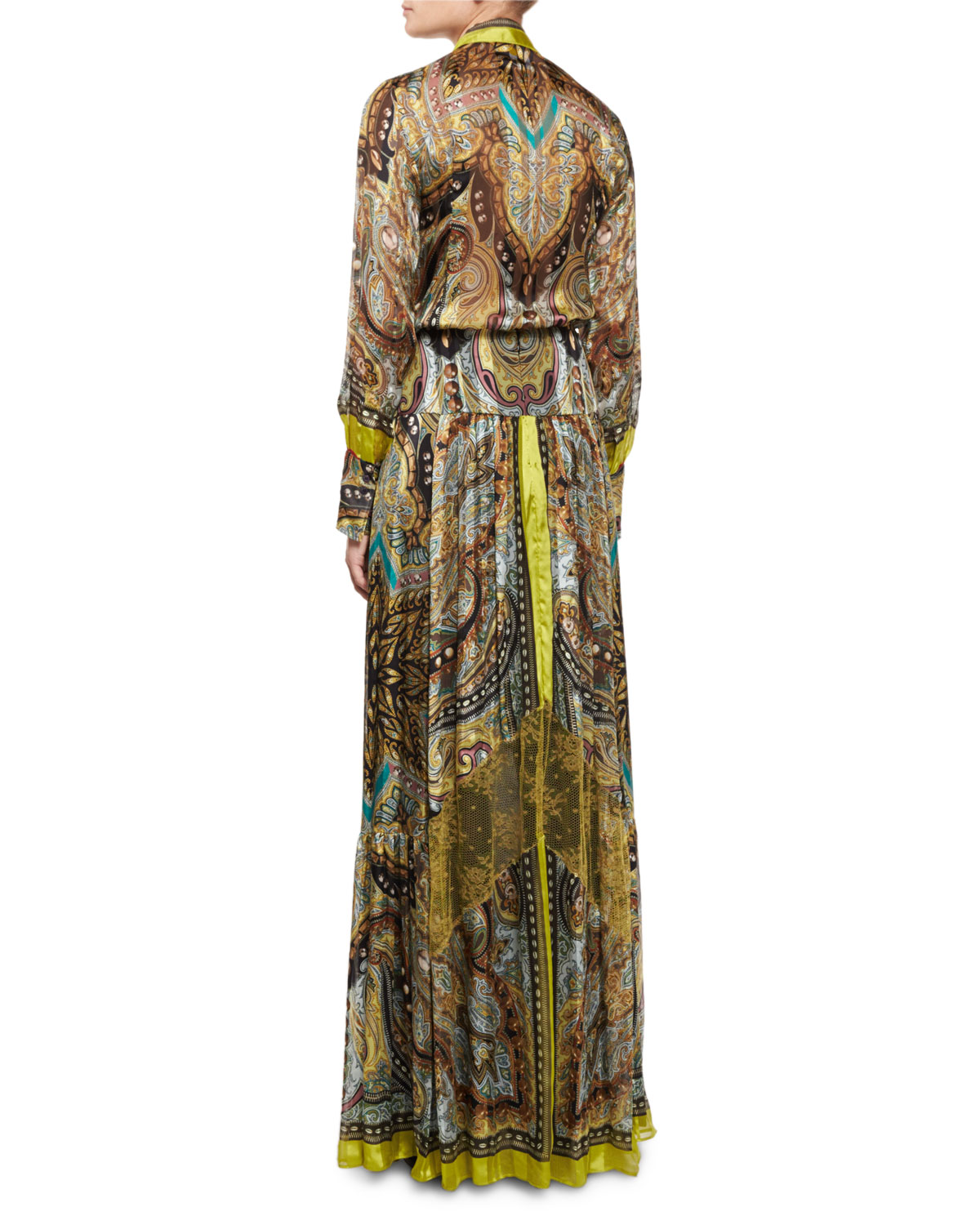 Pleated Paisley Button-Front Tunic, Citrine