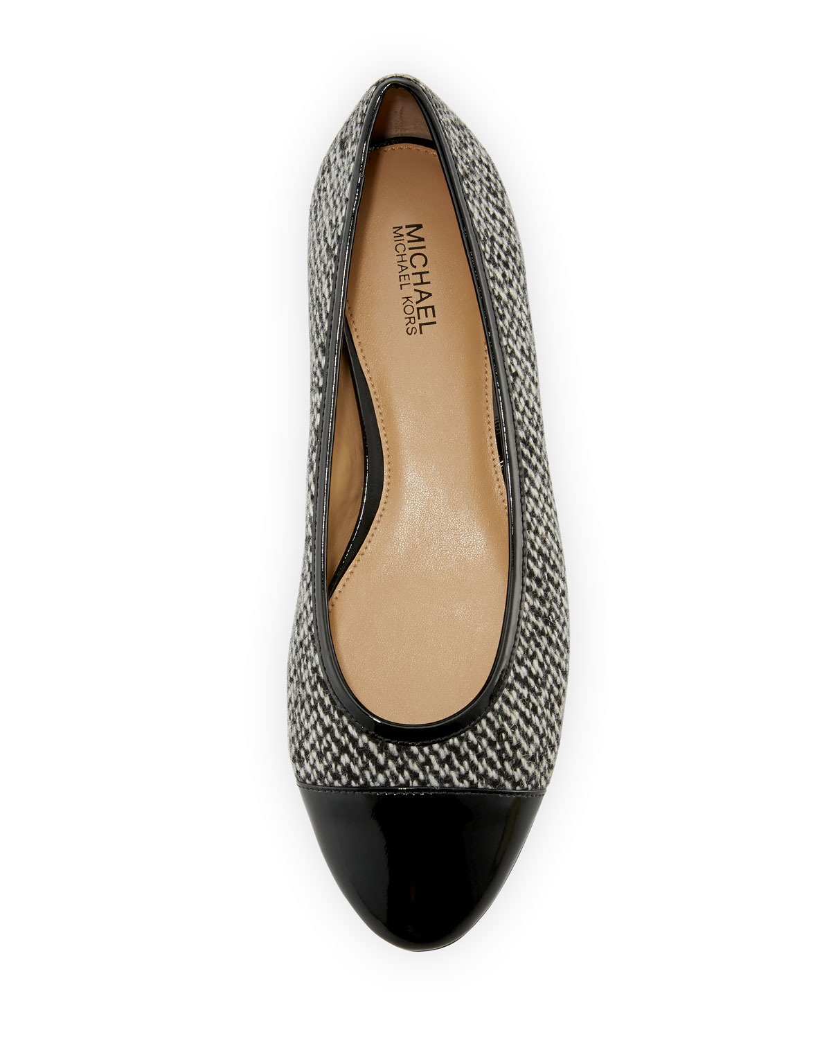 Sabrina Cap-Toe Ballerina Flat, Black/White