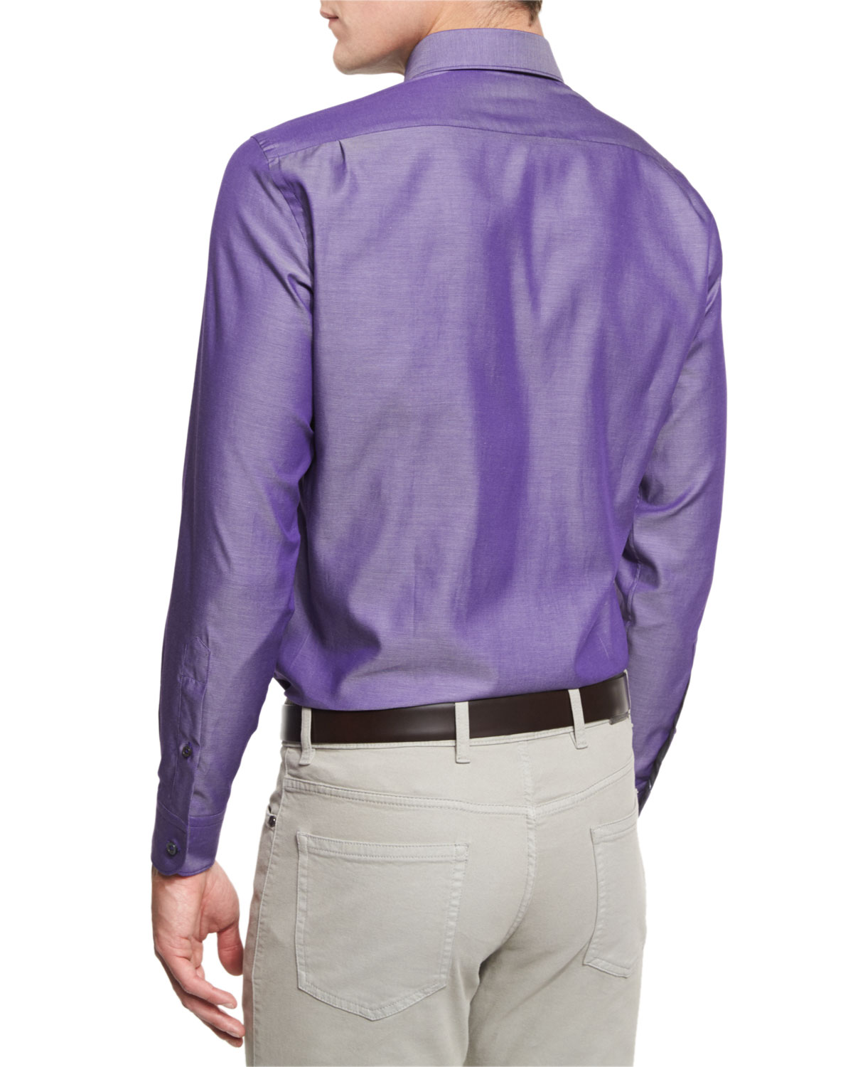 Polished Solid Long-Sleeve Sport Shirt, Purple