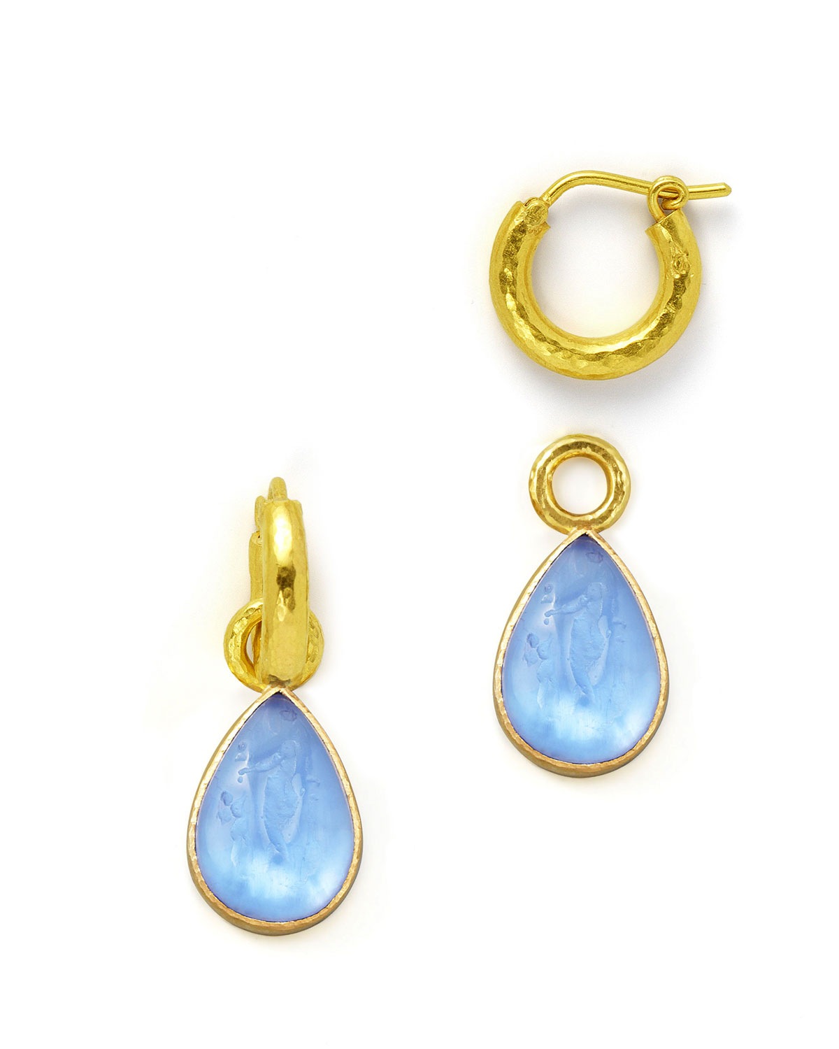 Cerulean Intaglio Teardrop Earring Pendants