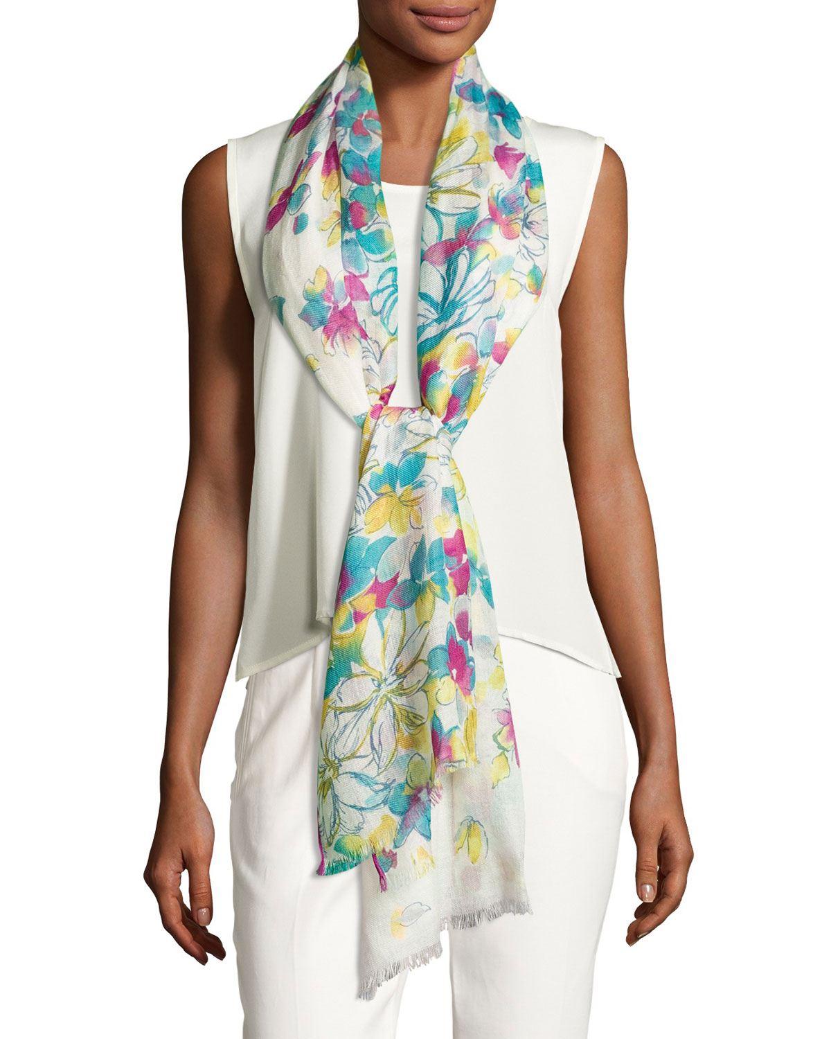 Bohemian Flowers Cashmere & Silk Stole