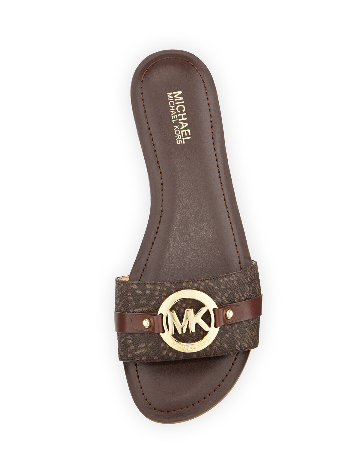 Molly Flat Logo Slide Sandal, Brown