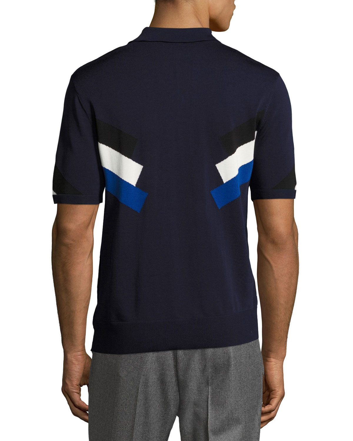 Techno Modernist-Stripe Polo Shirt, Navy