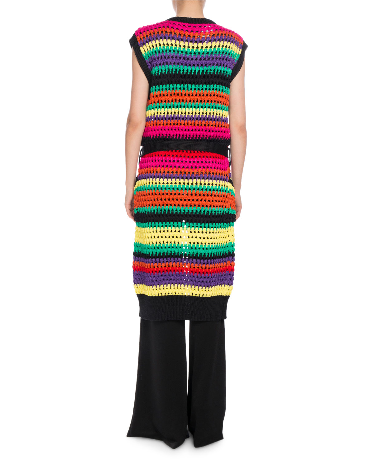 Horizontal-Stripe Knit Vest, Multi/Black