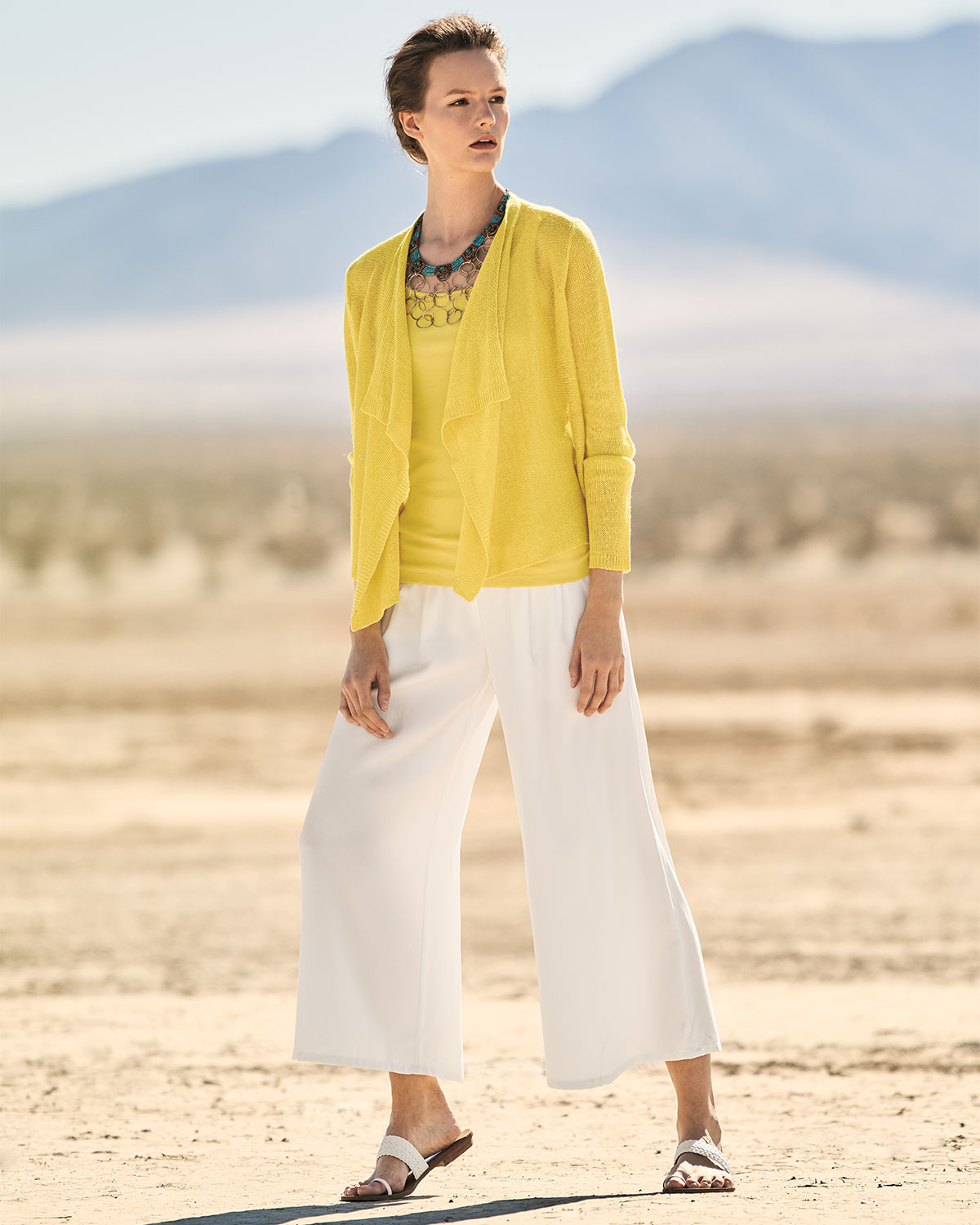 Draped-Front Organic Linen Cardigan 