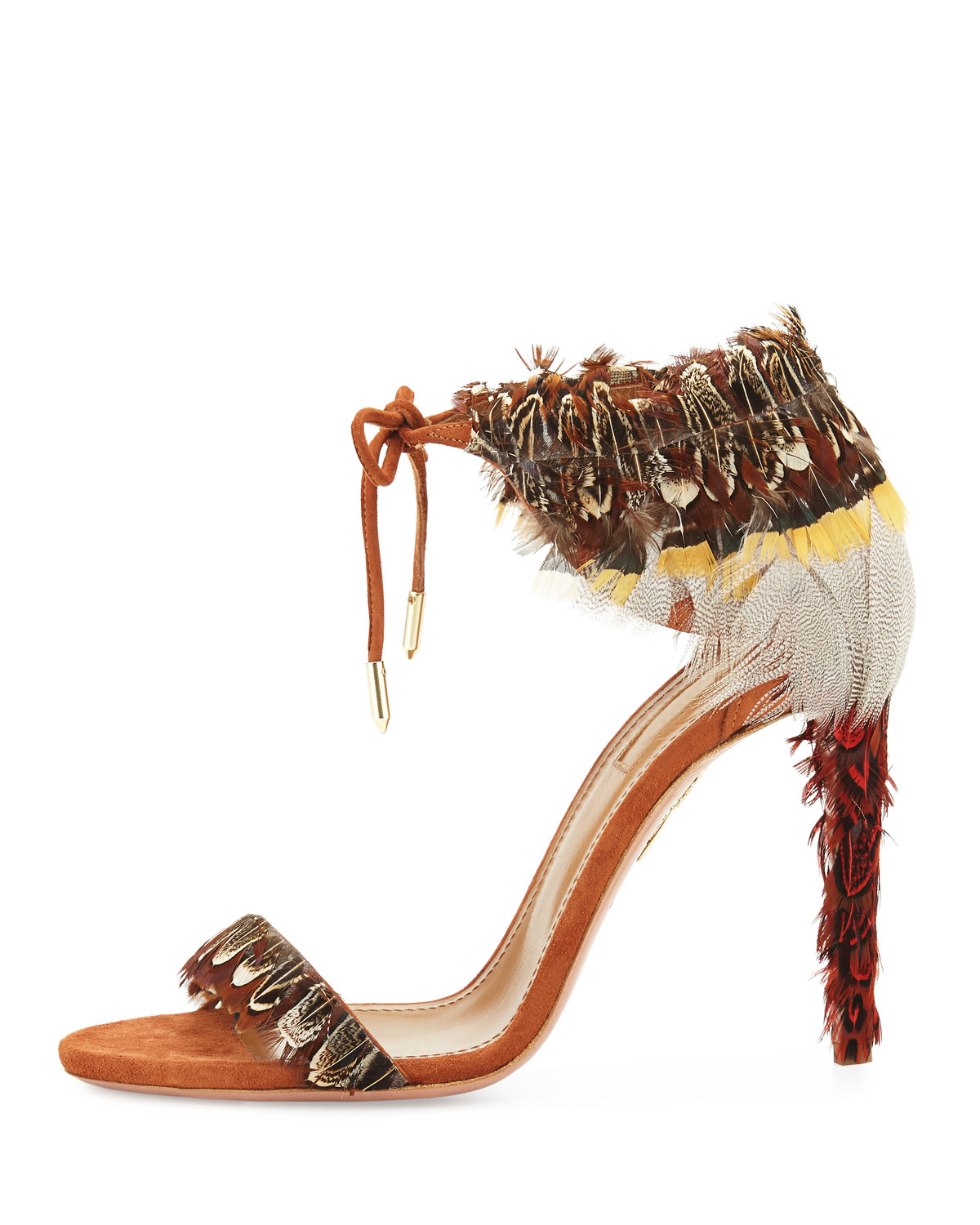 Rio Feather Ankle-Tie Sandal, Luggage