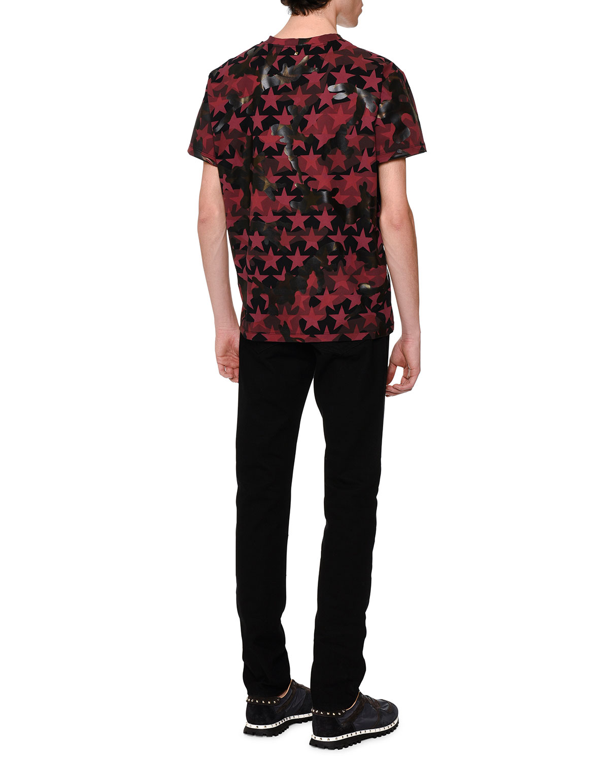 Camo & Star-Print T-Shirt, Red/Black