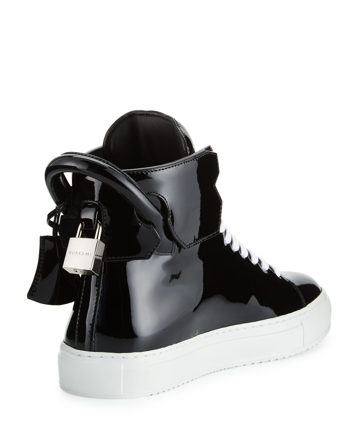 Women's Patent Leather High-Top Sneaker, Black